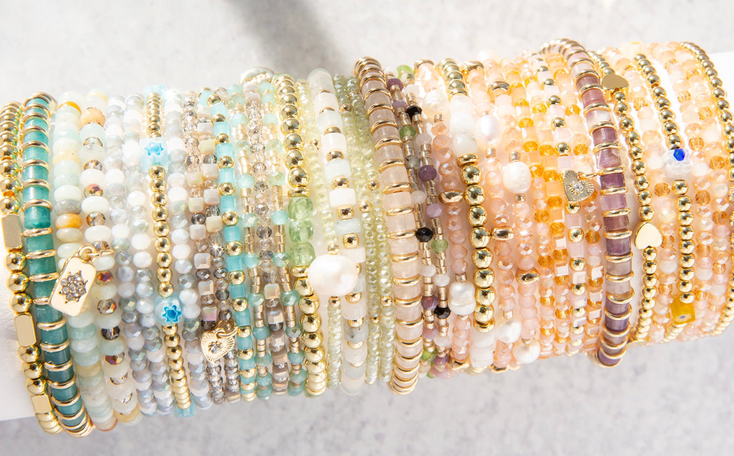 crystal stretch wrap bracelet with heart charm