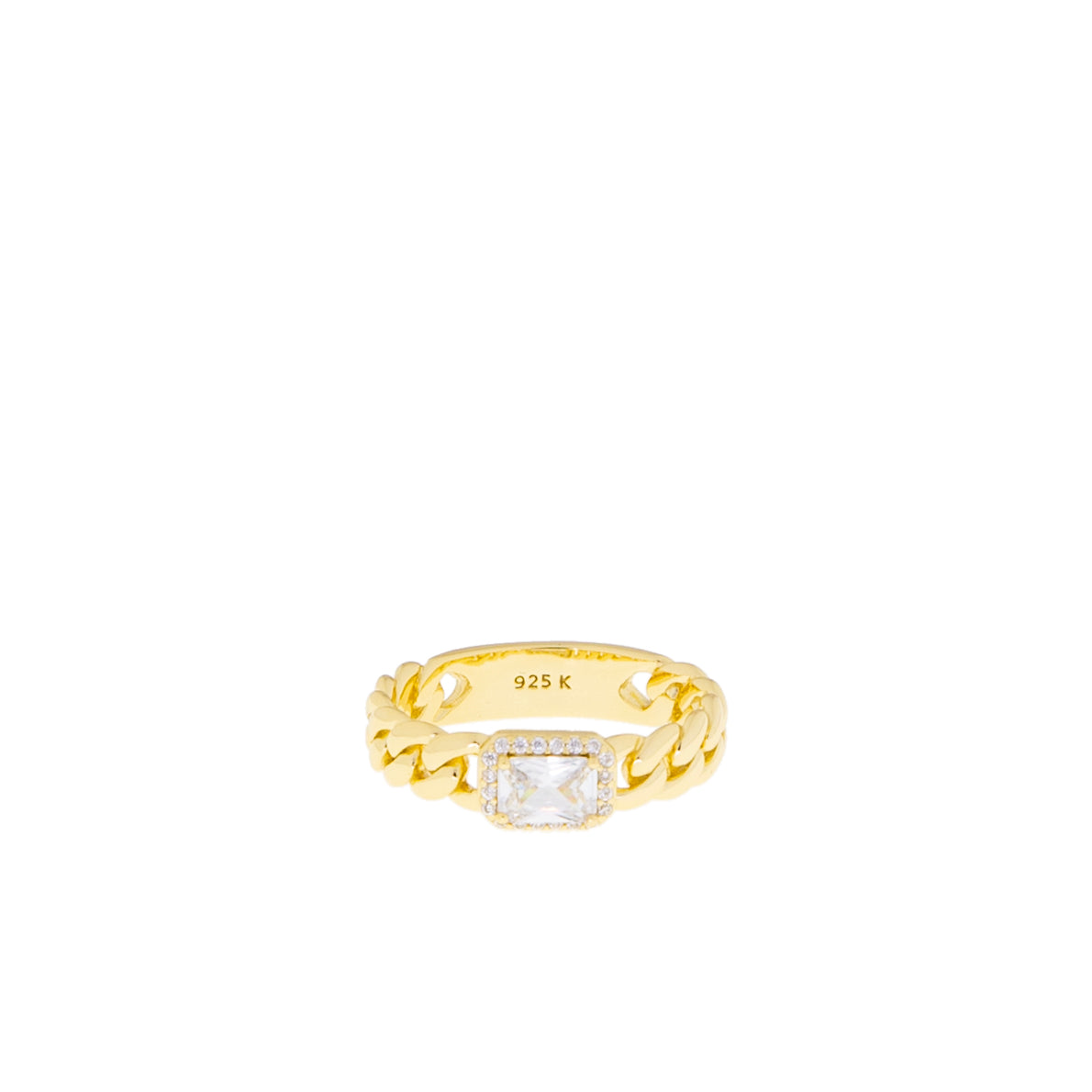 sterling silver/ gold plated braided emerald cut stone ring