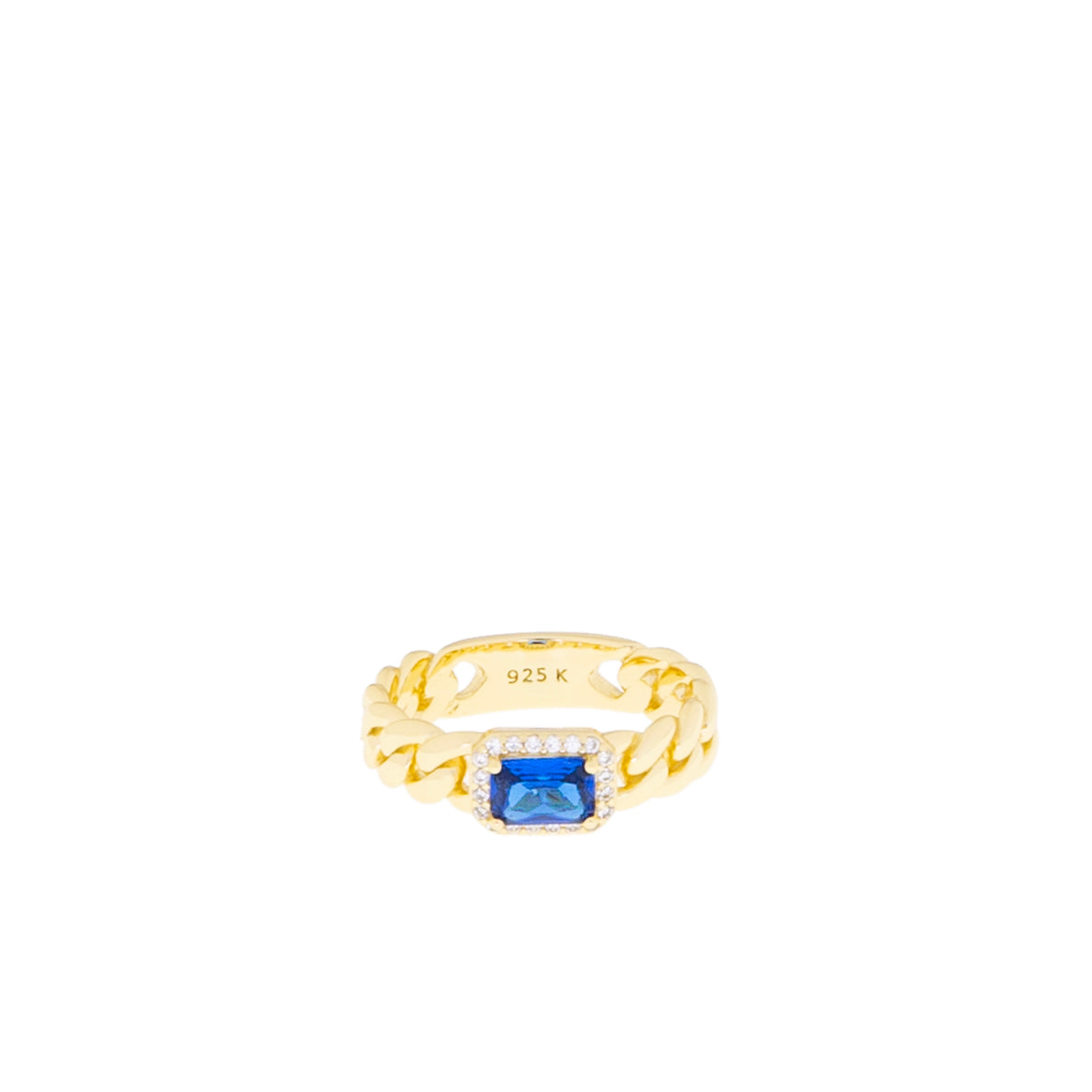 sterling silver/ gold plated braided emerald cut stone ring