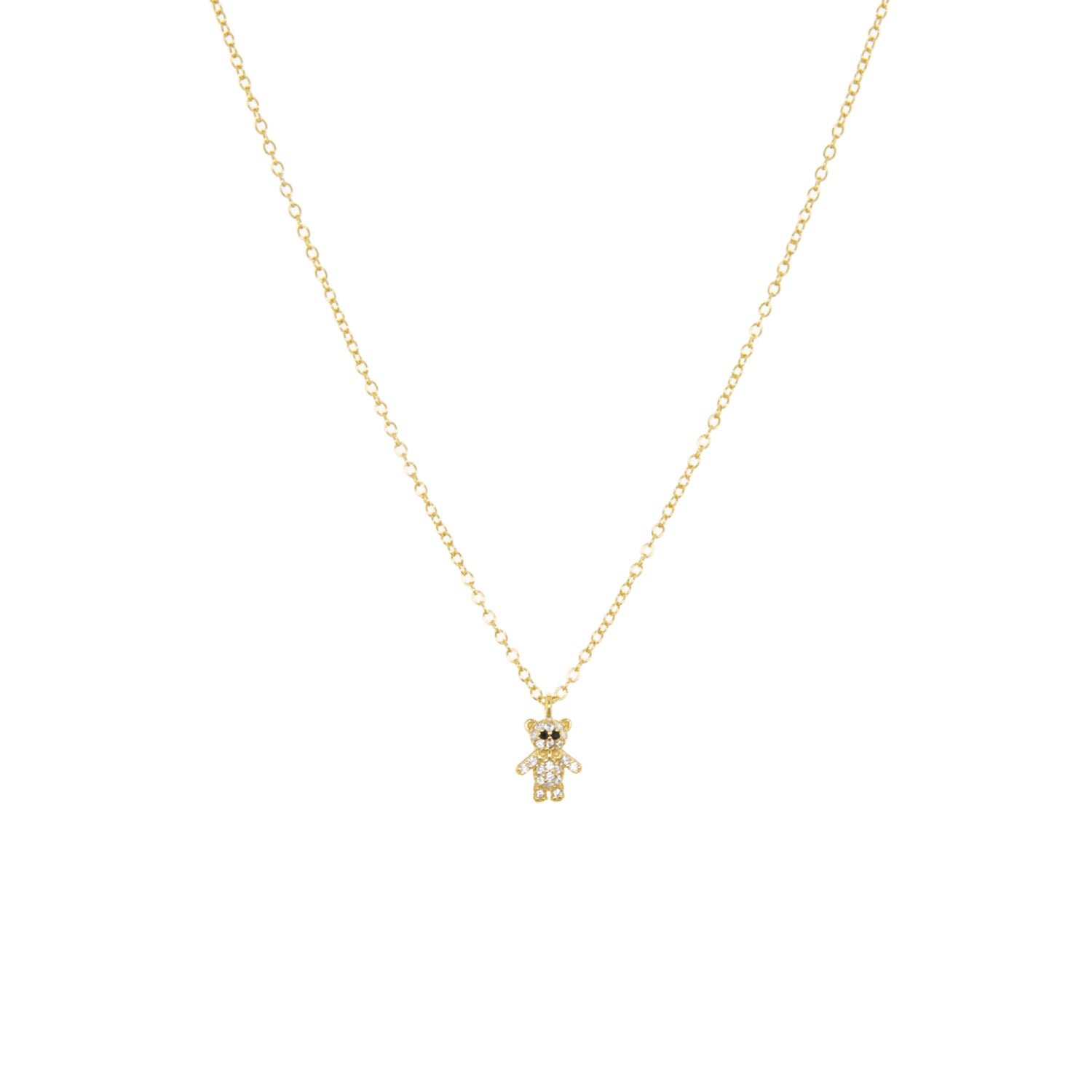 sterling/gold plated mini pave bear necklace