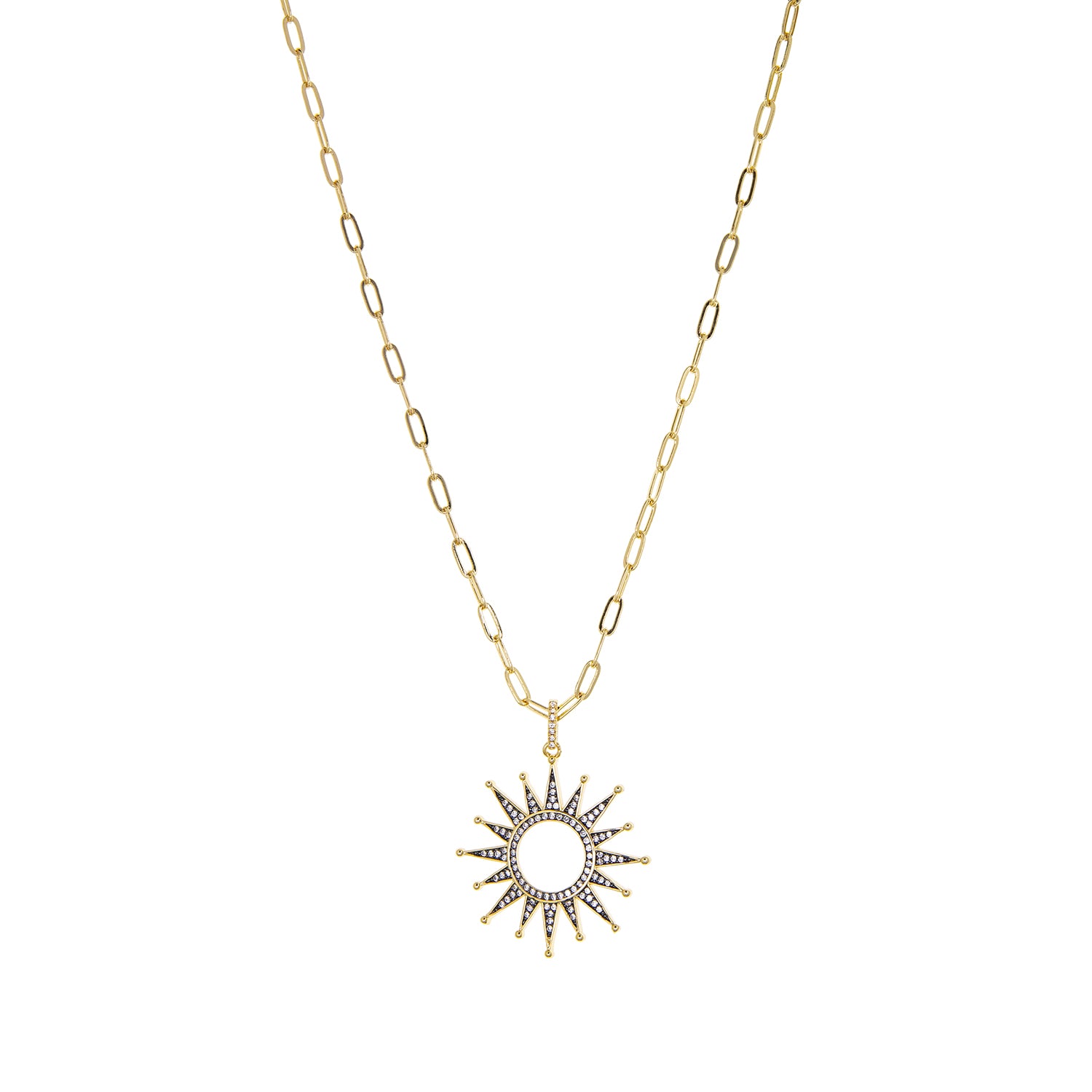 small link chain with sun pendant