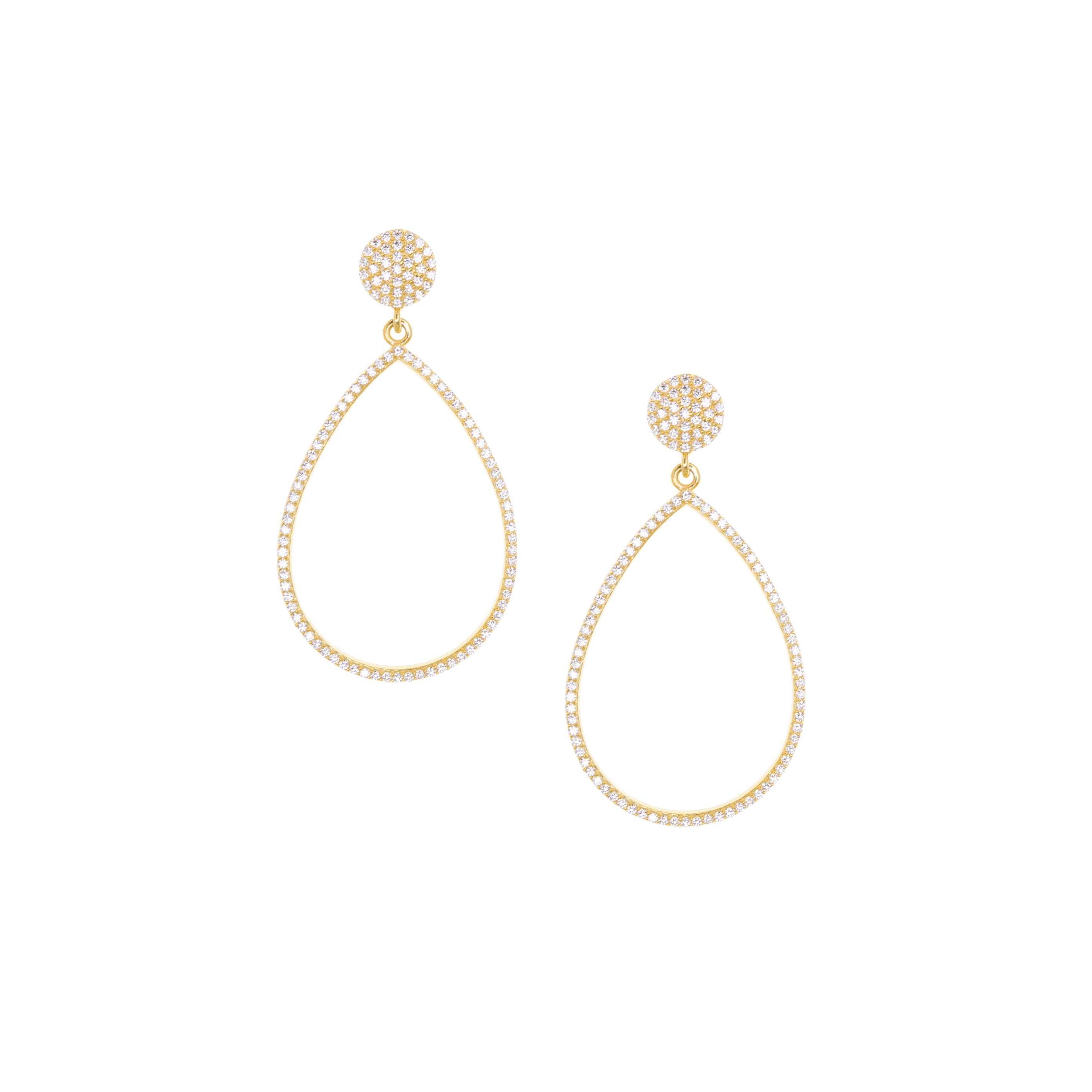 gold plated tear drop shaped cz post earring