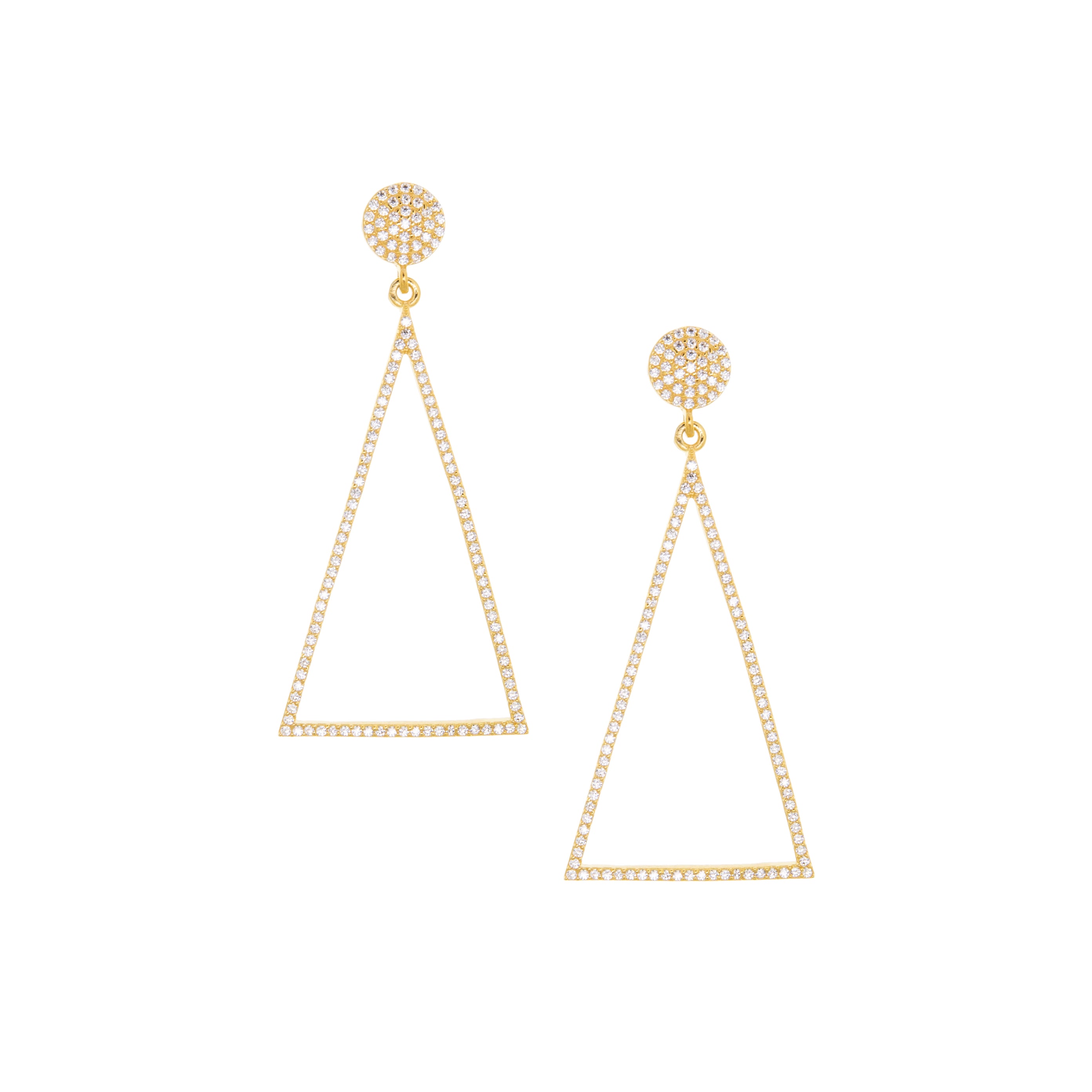 gold plated pave triangle earring