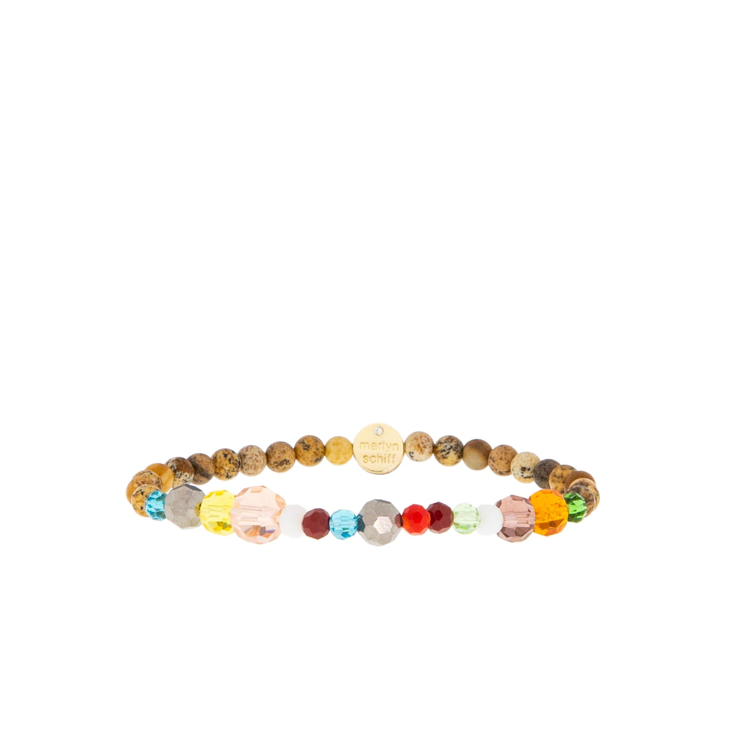 stone & mixed glass bead stretch bracelet
