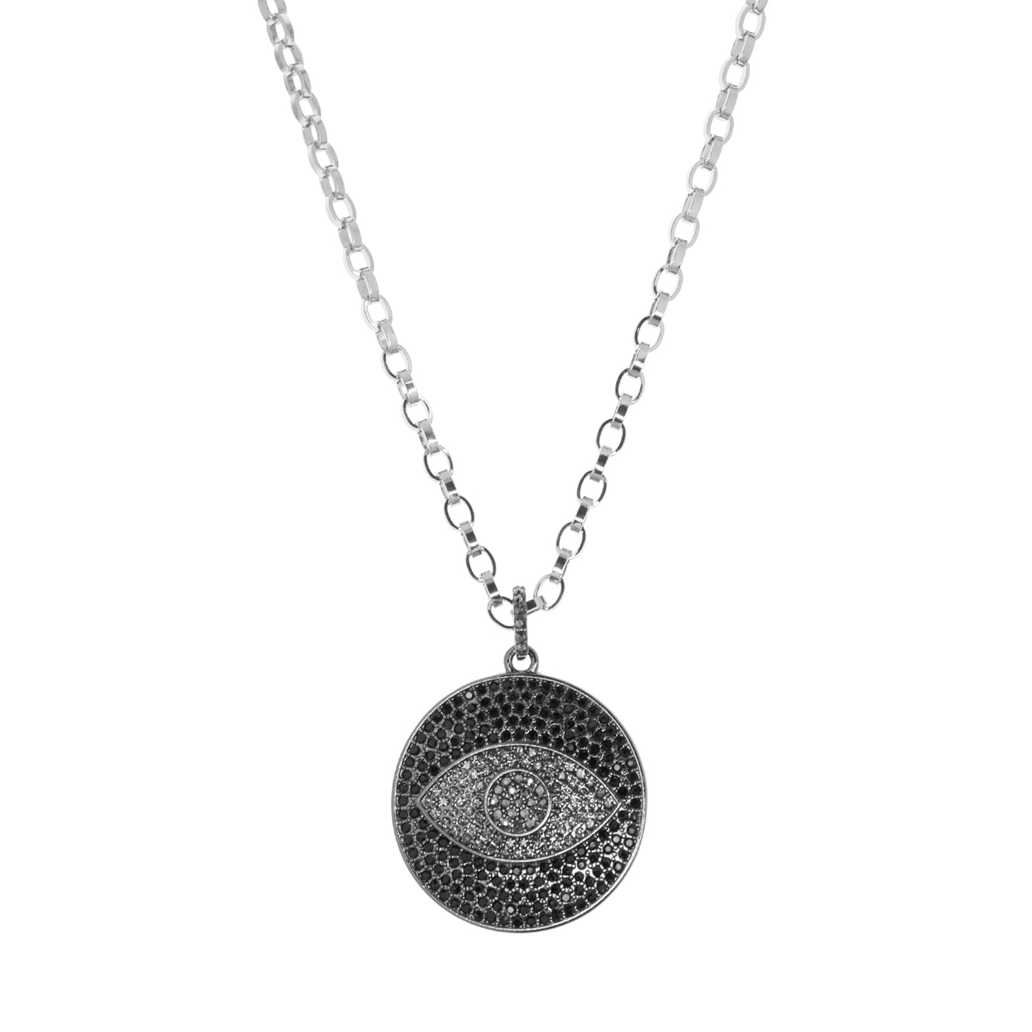 large evil eye crystal pendant necklace