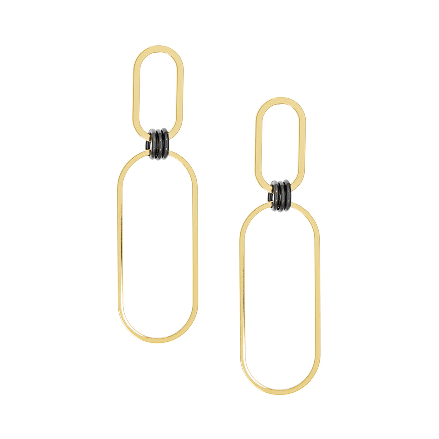 double gold link earring
