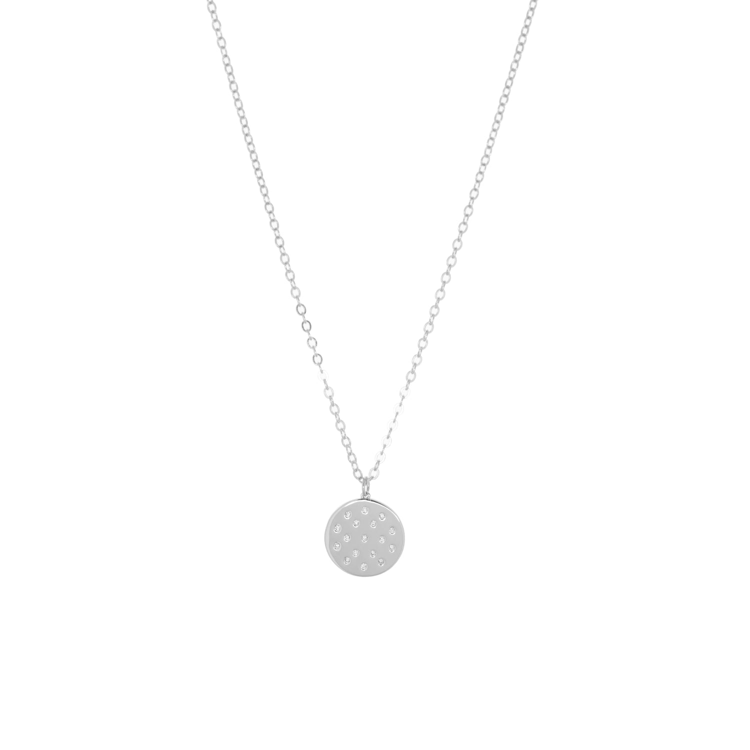 gold plated pave disc necklace
