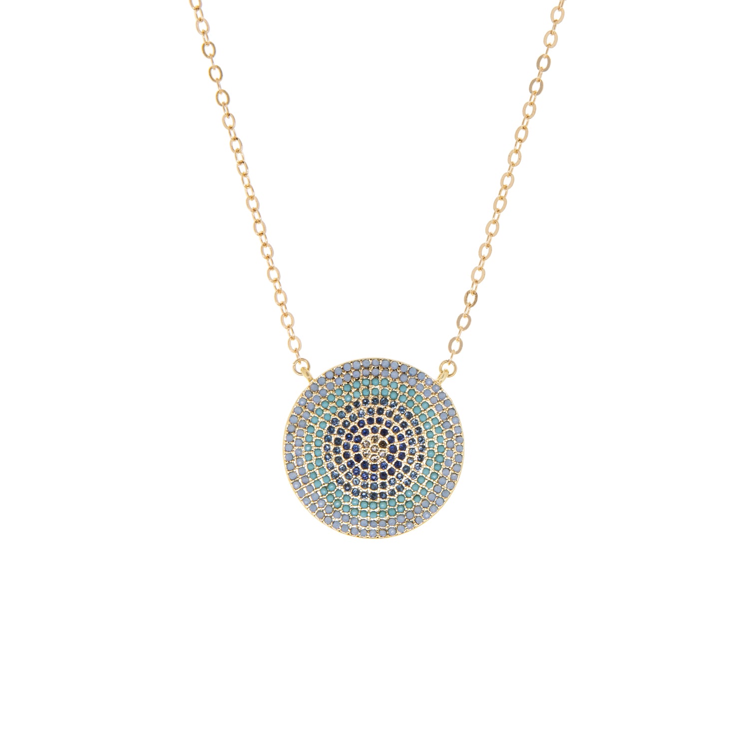 multi crystal disc necklace