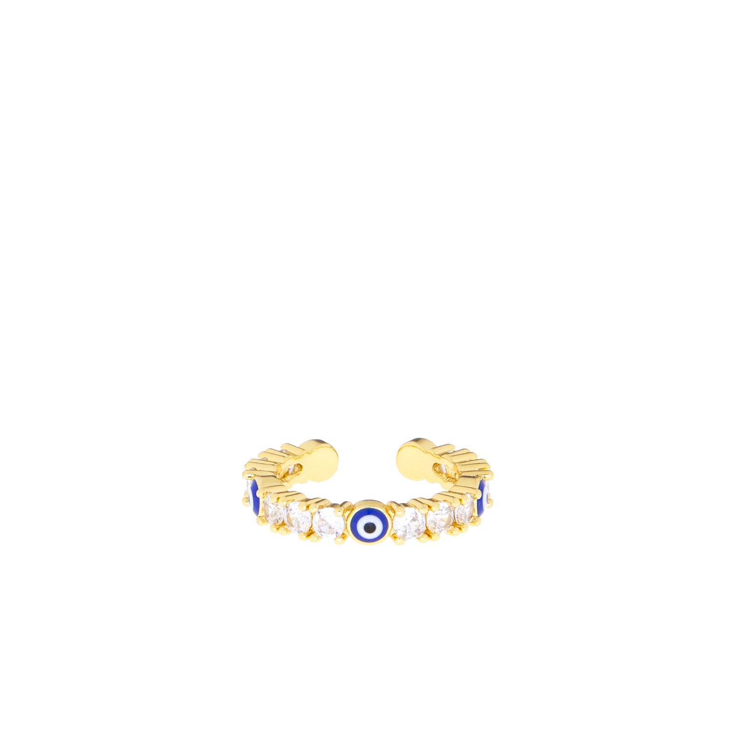 cz and evil eye thin adjustable ring