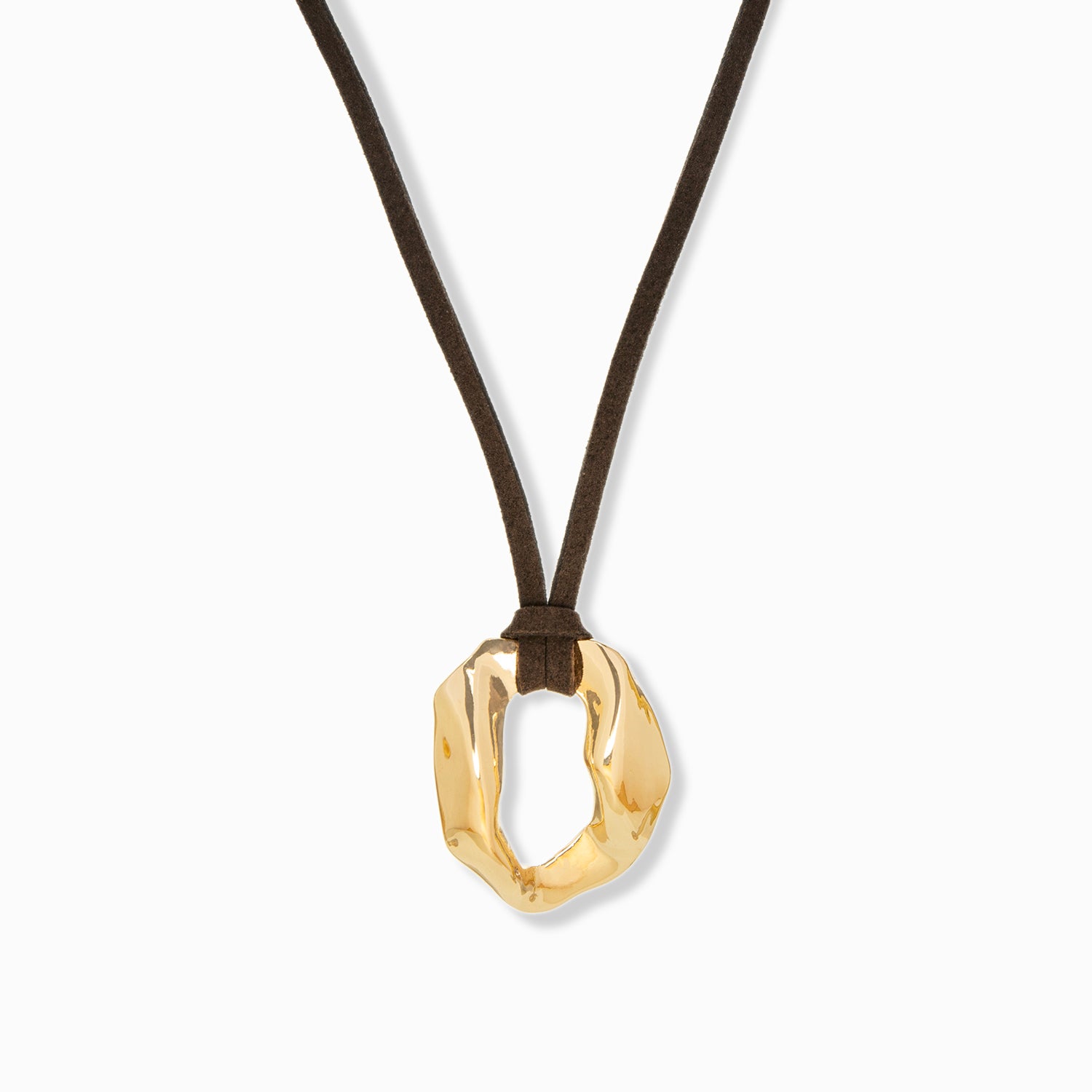 Suede Necklace with Organic Circle – Marlyn Schiff