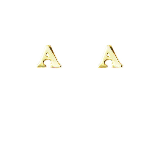 gold plated block letter initial earring