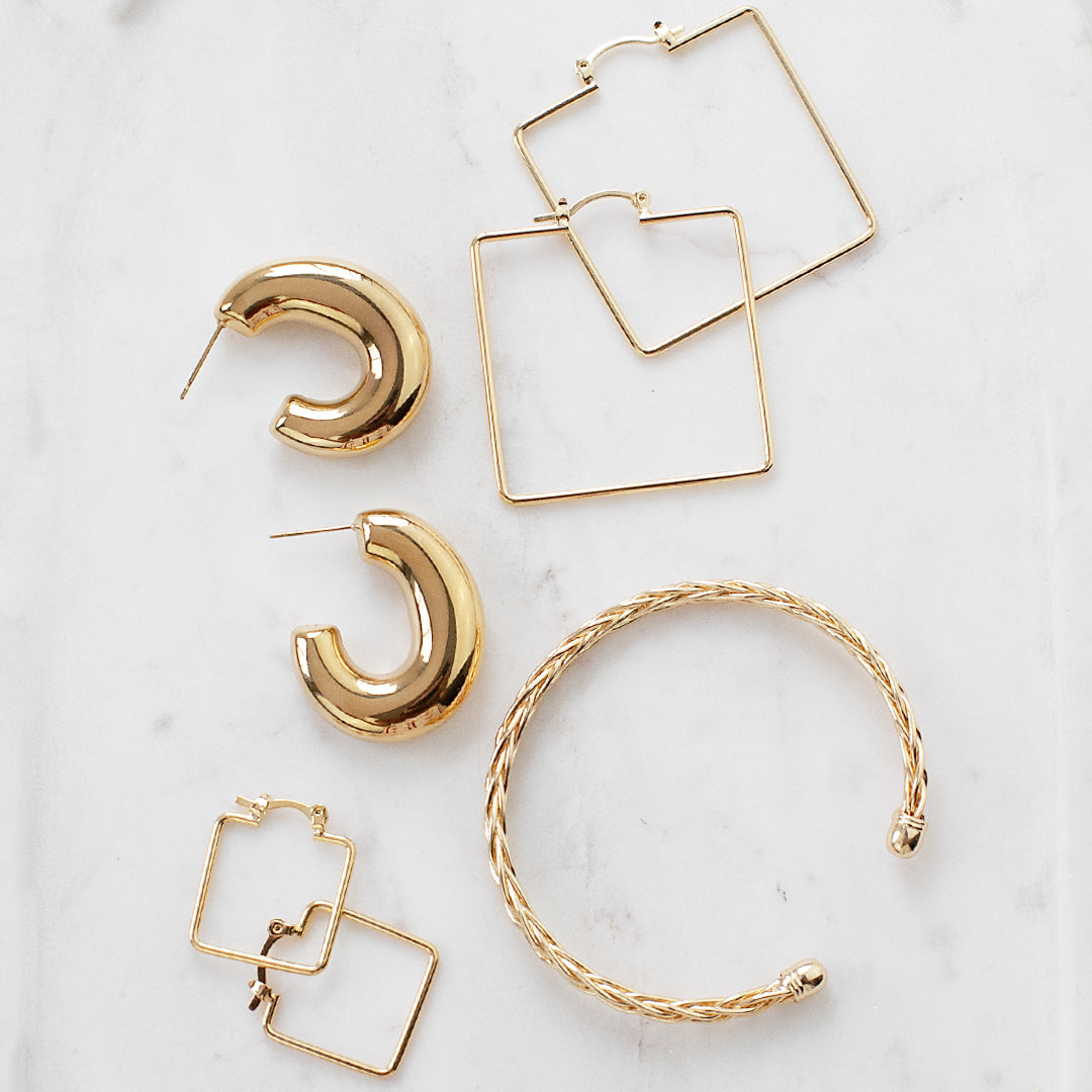 gold plated small square hoop