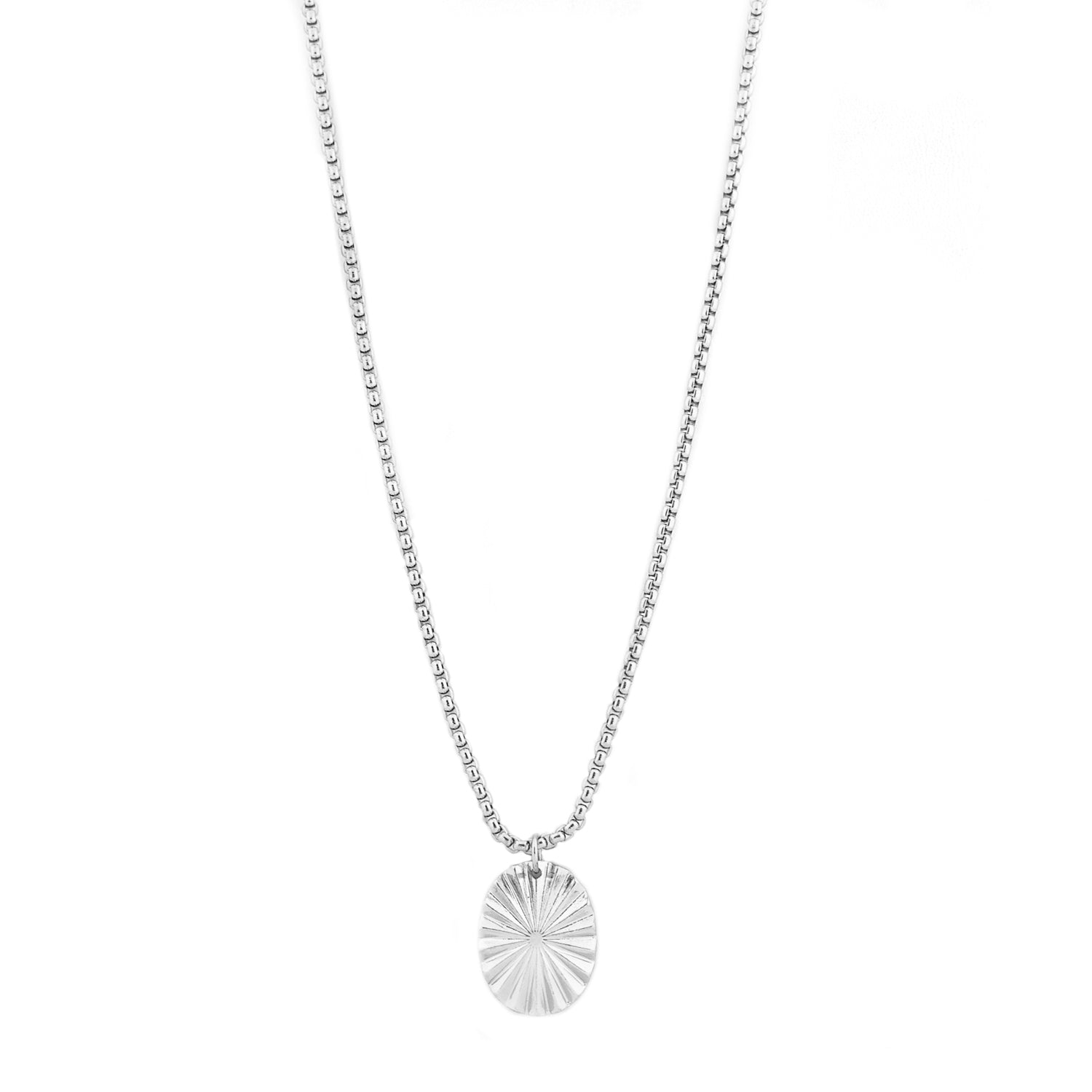 box chain oval pendant necklace