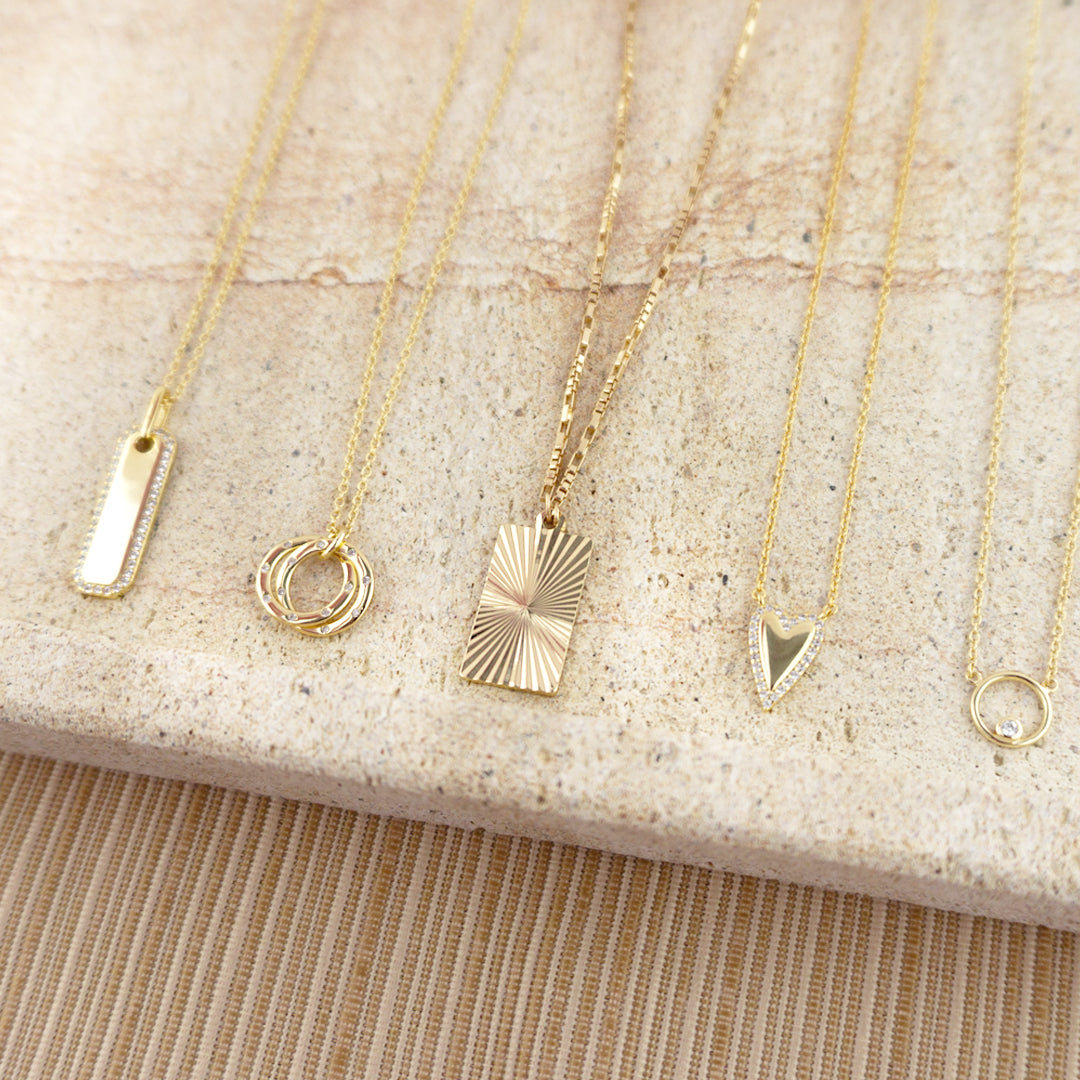 gold fill pave bar necklace