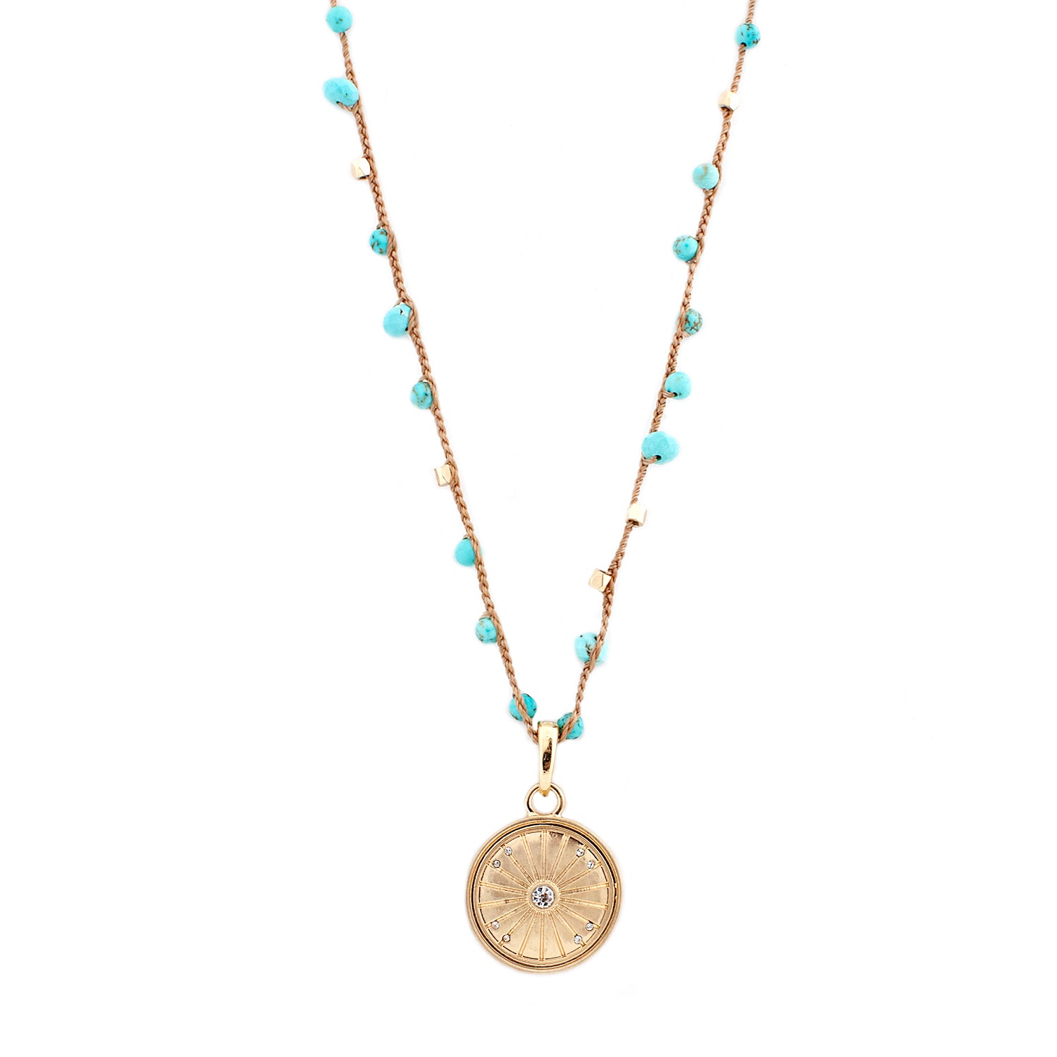 braided cord disc pendant necklace