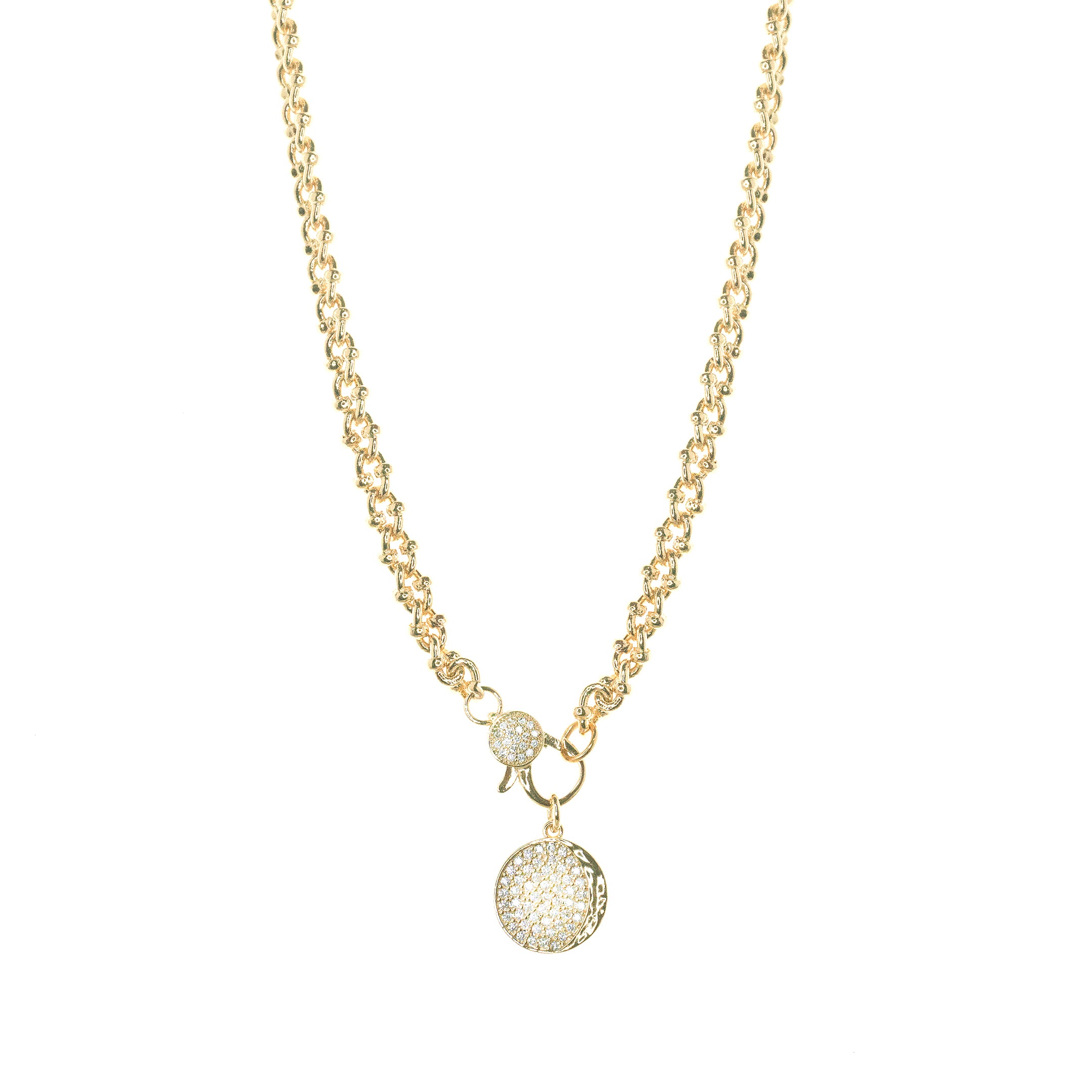 pave moon charm necklace