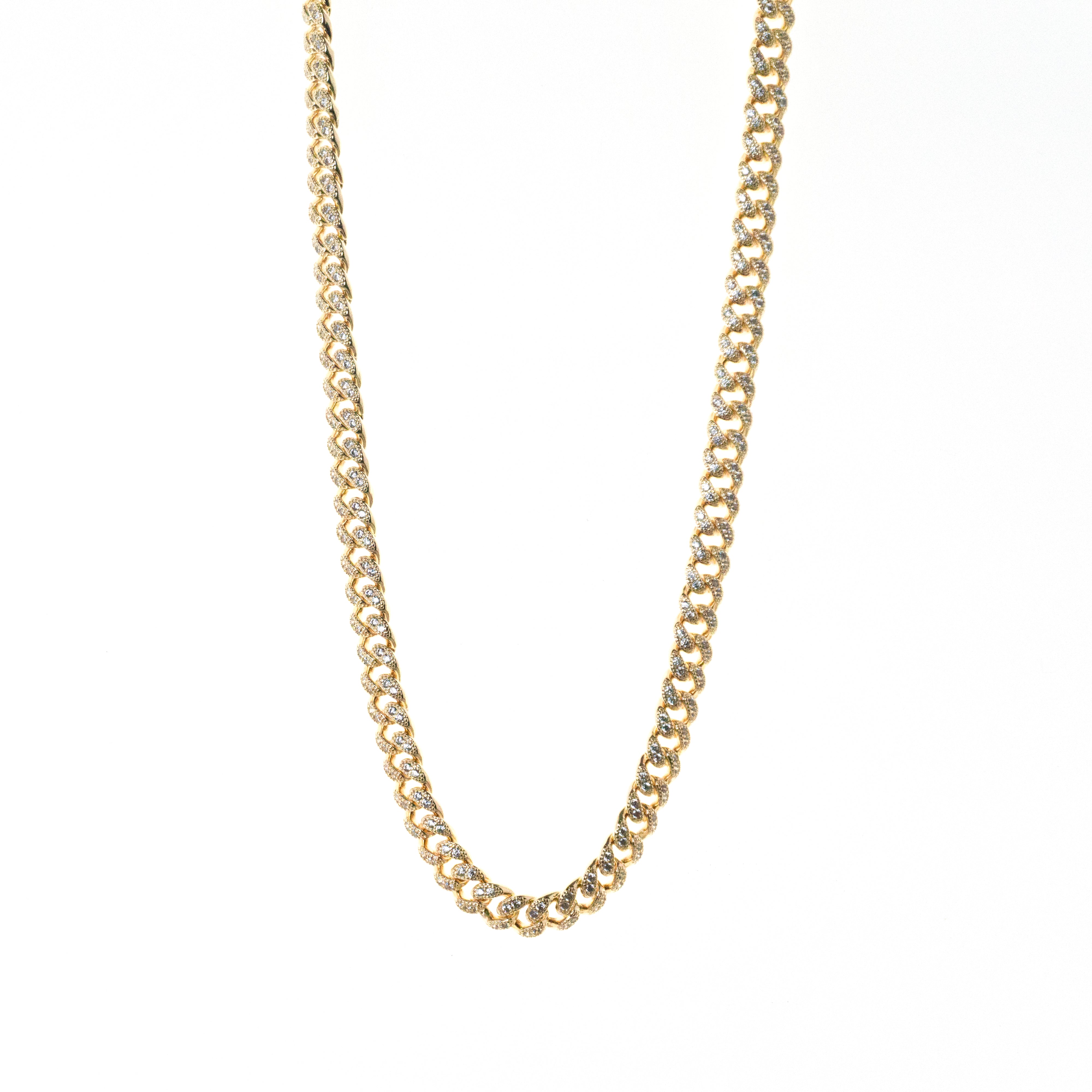 18” Gold tone chain retailer necklace cuban link CZ