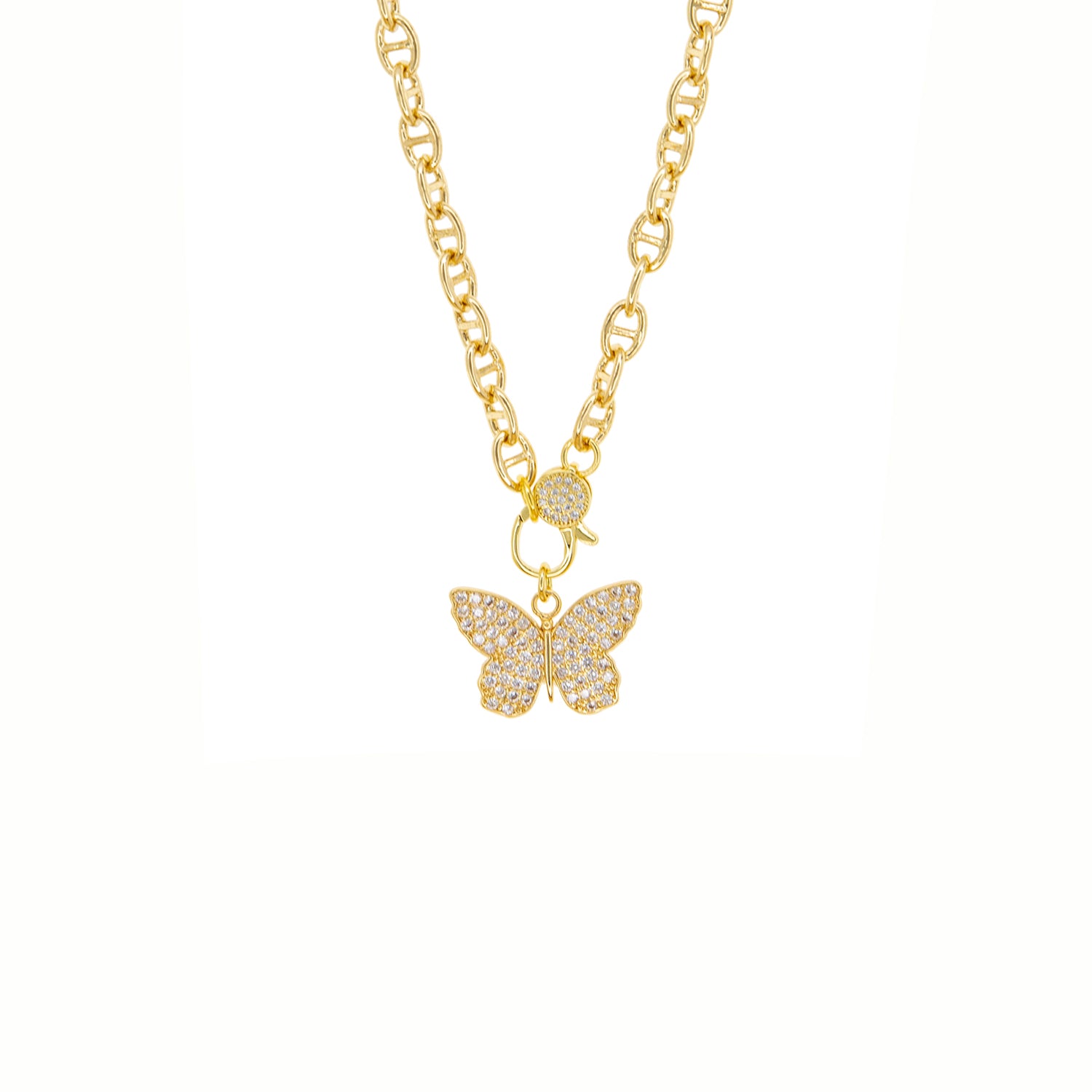 anchor link butterfly clasp necklace – Marlyn Schiff, LLC