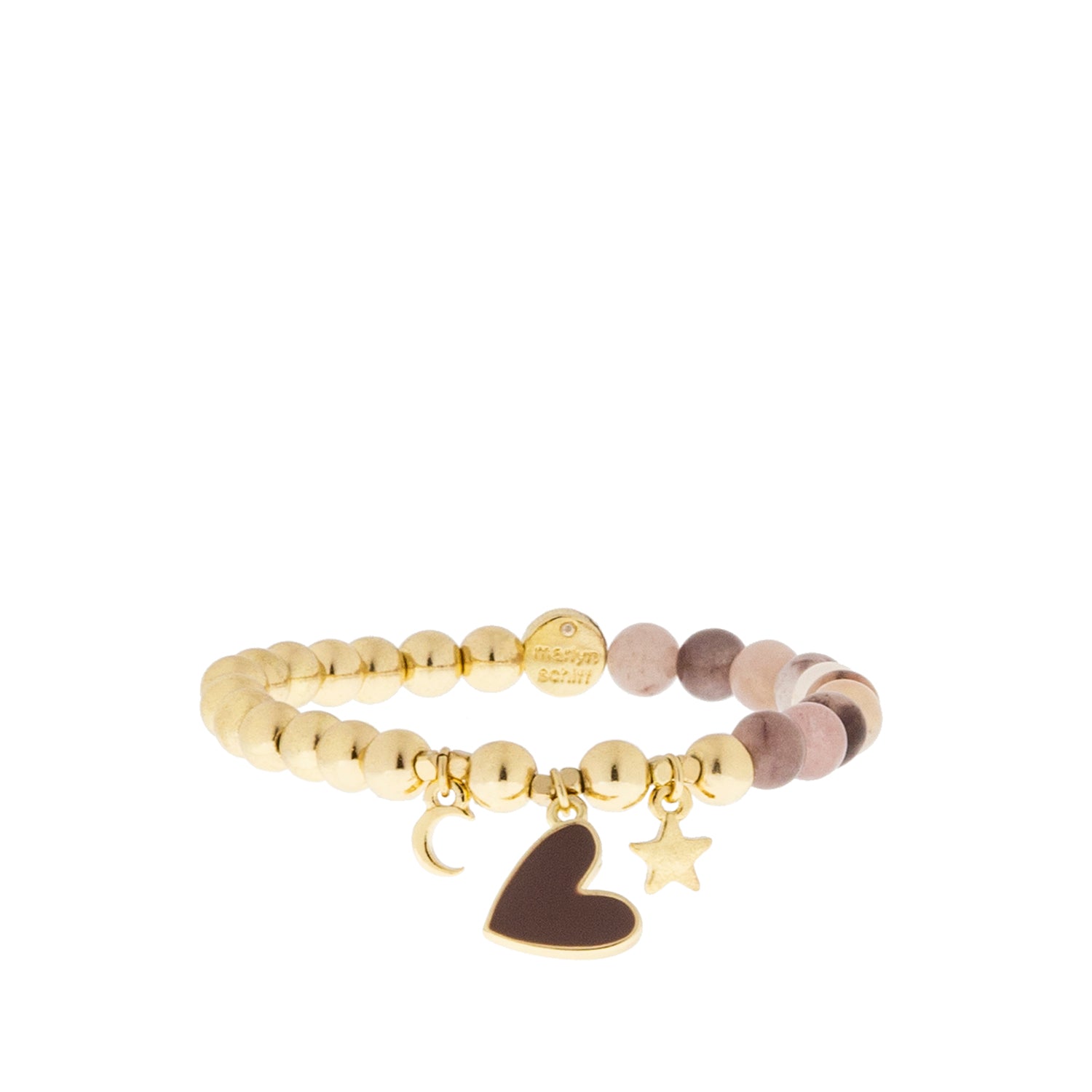 coco jasper enamel heart charm beaded bracelet