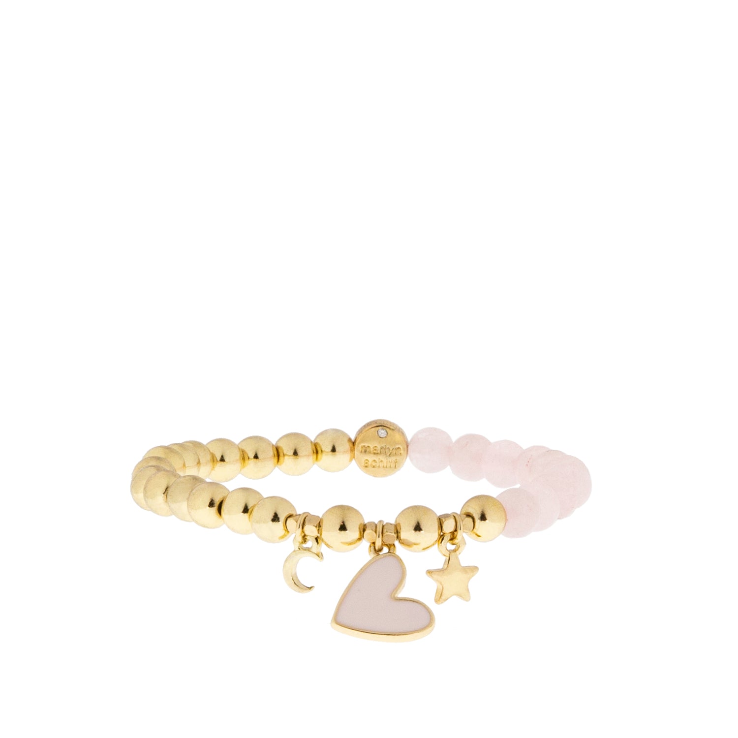 rose quartz enamel heart charm beaded bracelet – Marlyn Schiff, LLC