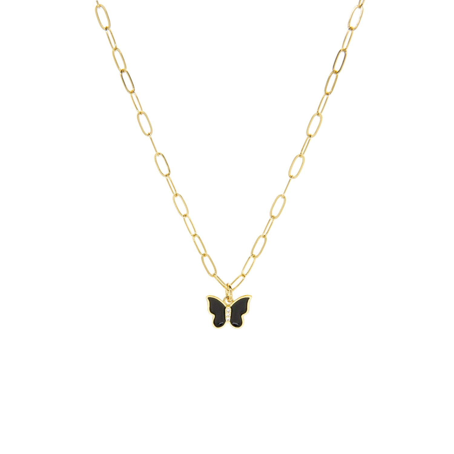 link necklace with enamel butterfly charm – Marlyn Schiff, LLC