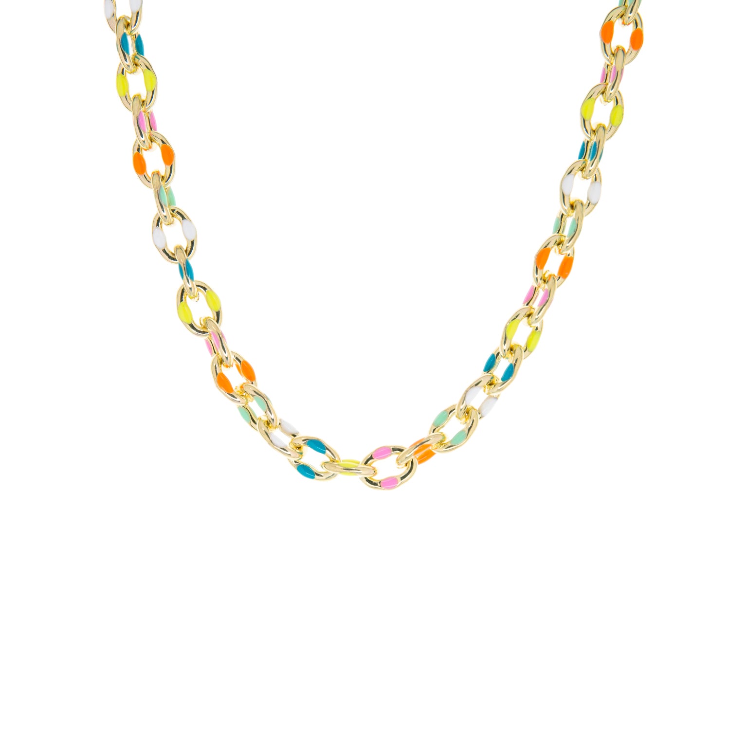 enamel splatter link necklace
