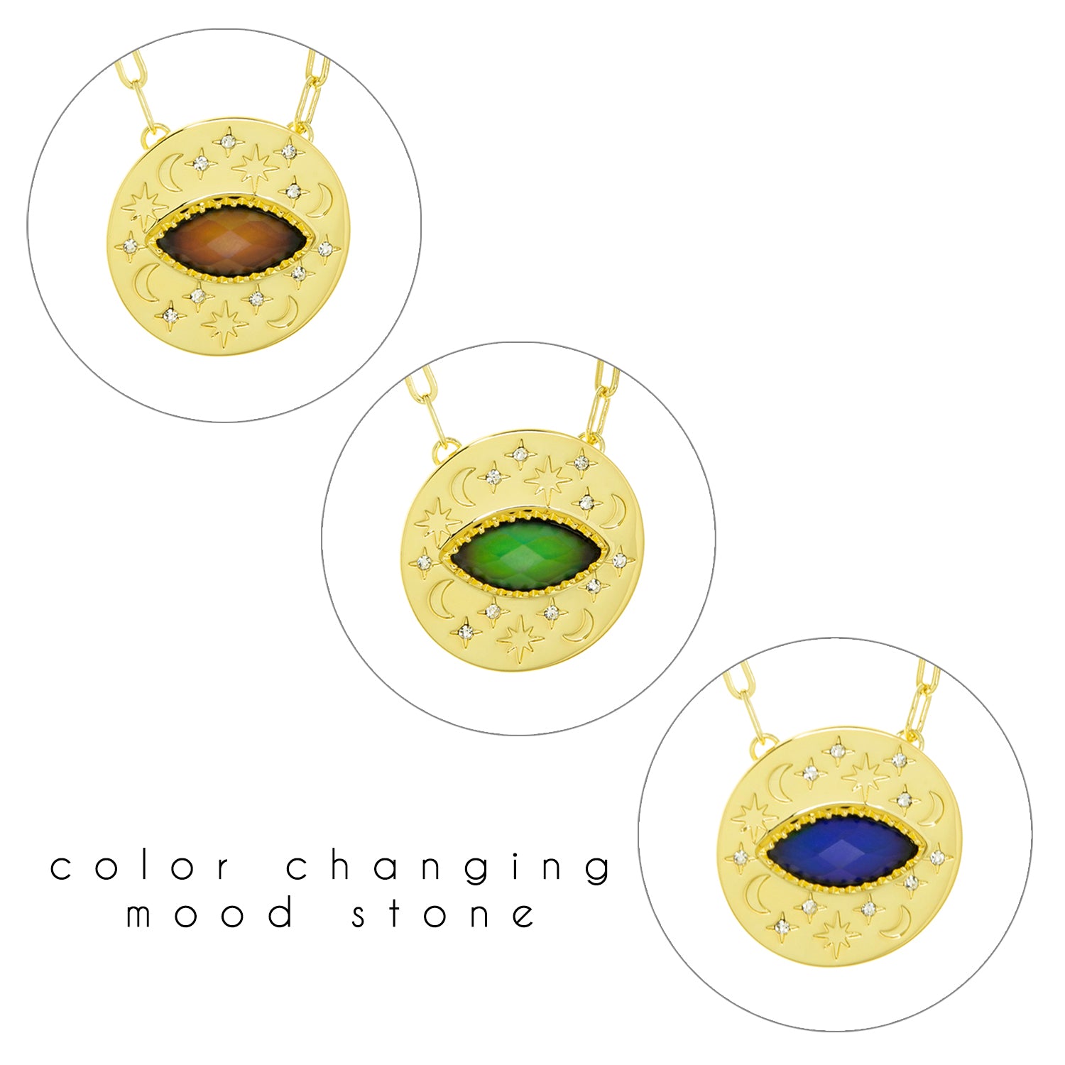 small mood stone medallion necklace