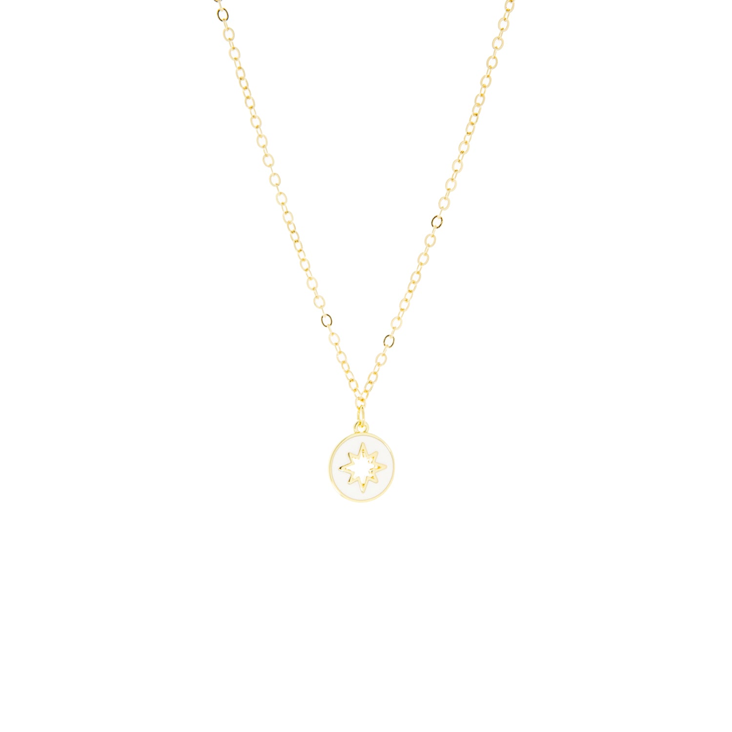 necklace with enamel starburst cutout charm