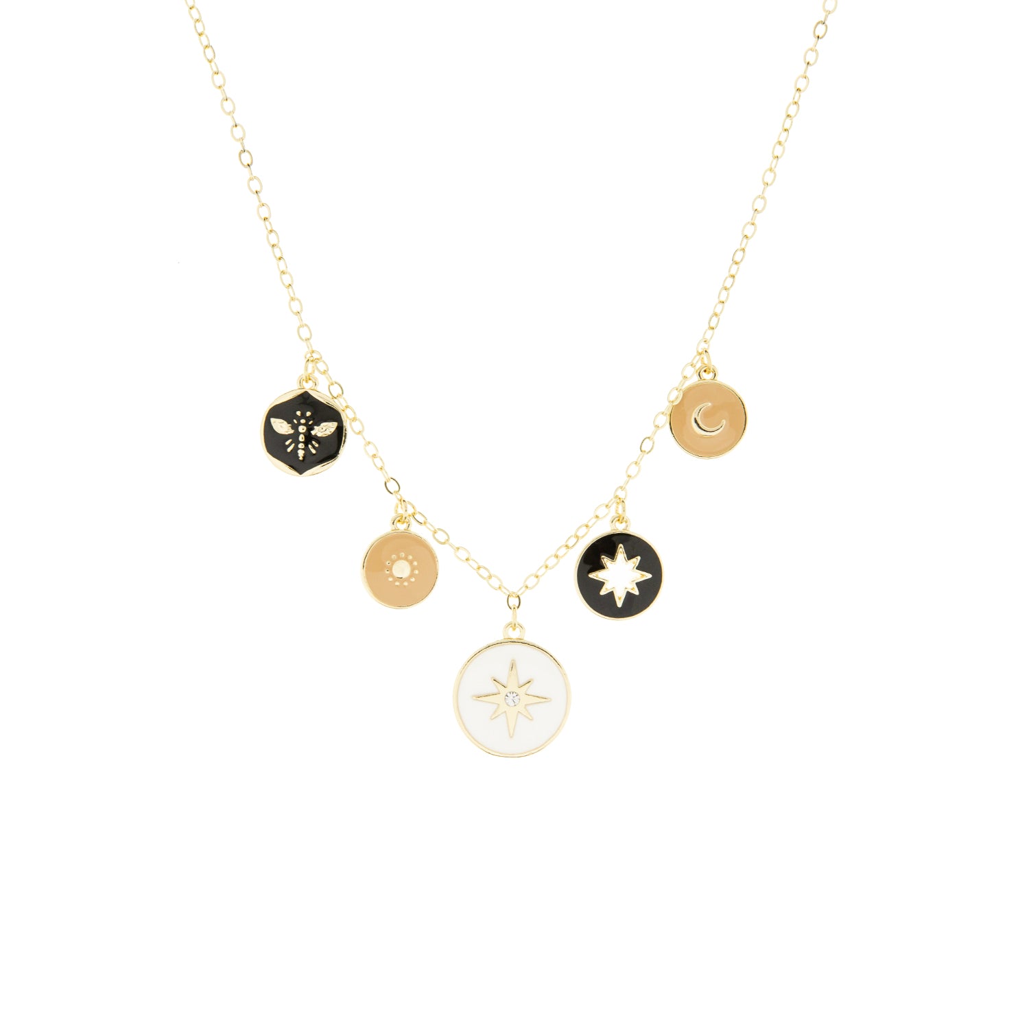 gold plated delicate layered chain with enamel colored charms – Marlyn  Schiff, LLC