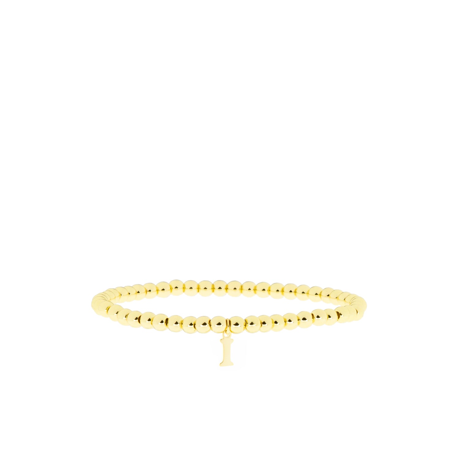 gold brass initial charm ball bracelet