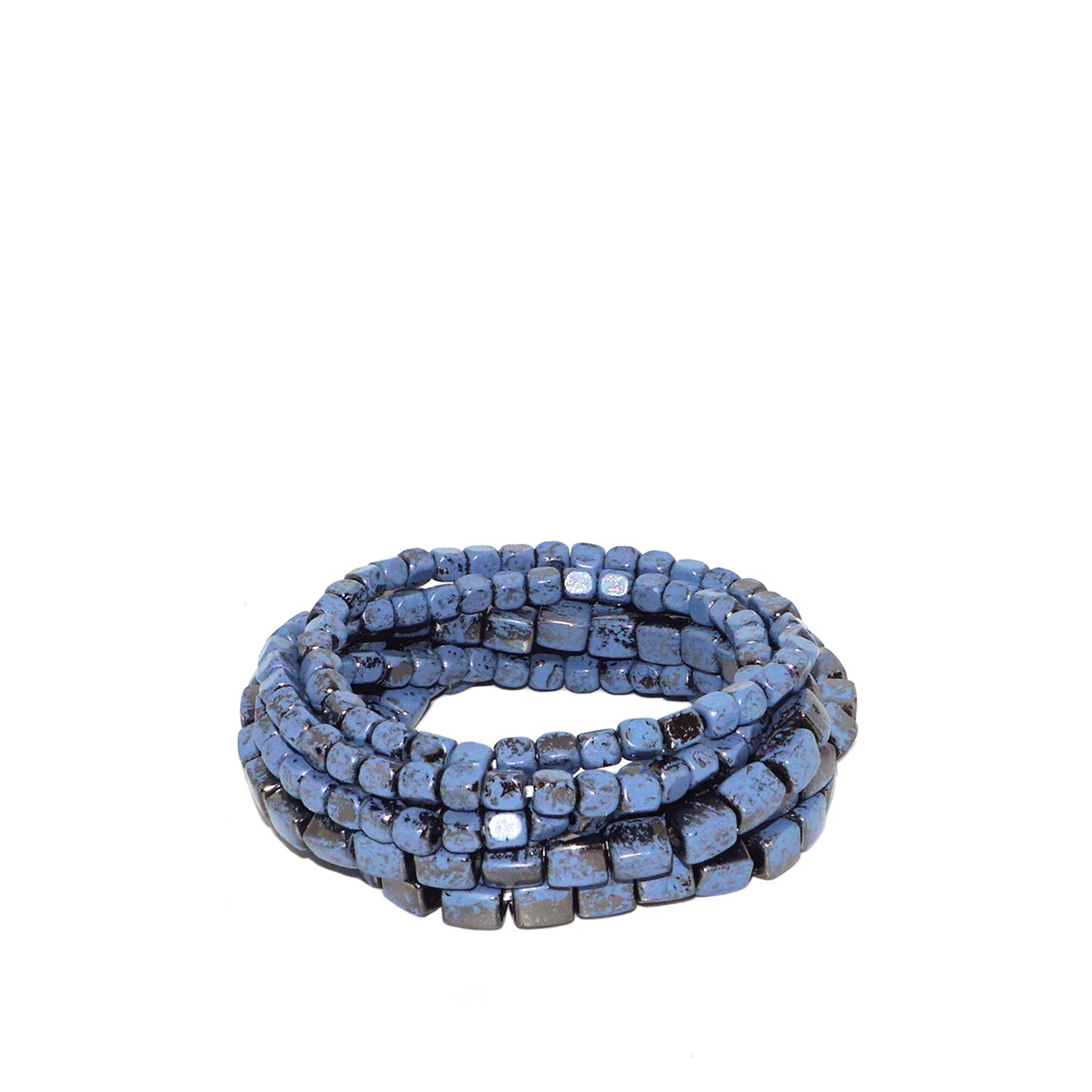 coated metal stretch bracelet set