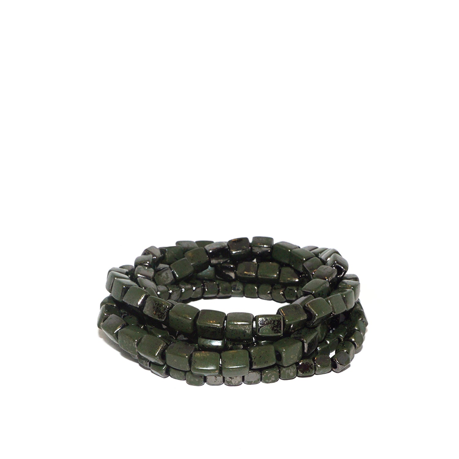 coated metal stretch bracelet set