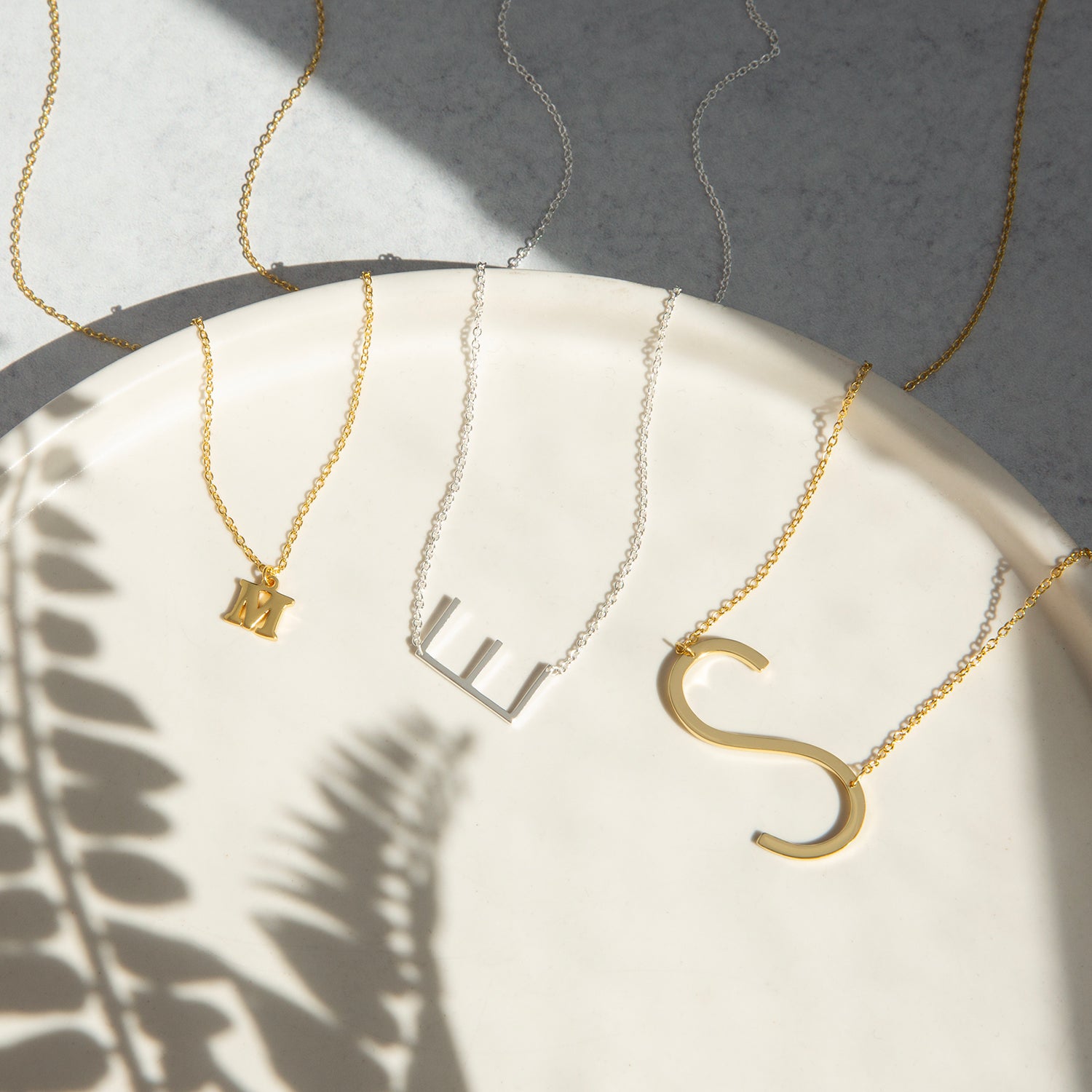 Sterling/Gold Plated Large Initial Necklace