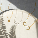 Sterling Silver Block Letter Initial Necklace