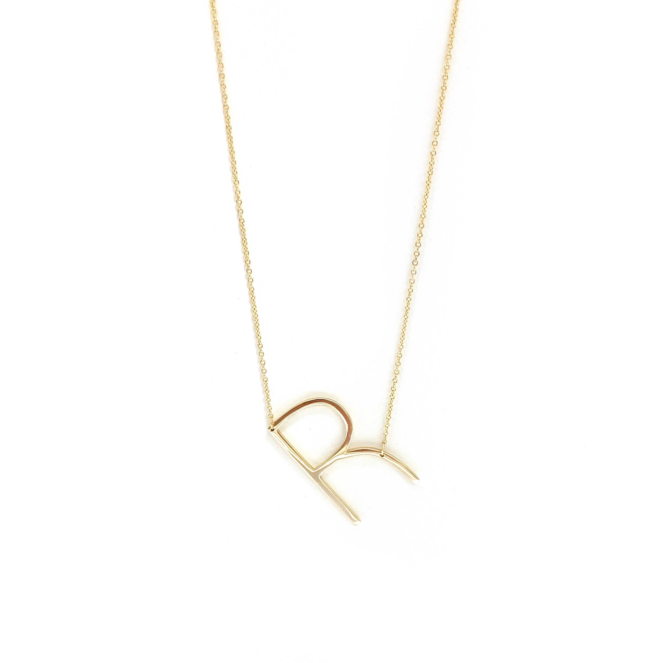 sterling/gold plated large initial necklace