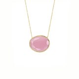 Pink Gold Plated Cat-Eye Glass Necklace