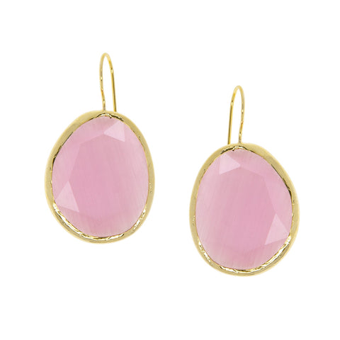 pink gold plated cat-eye glass earring
