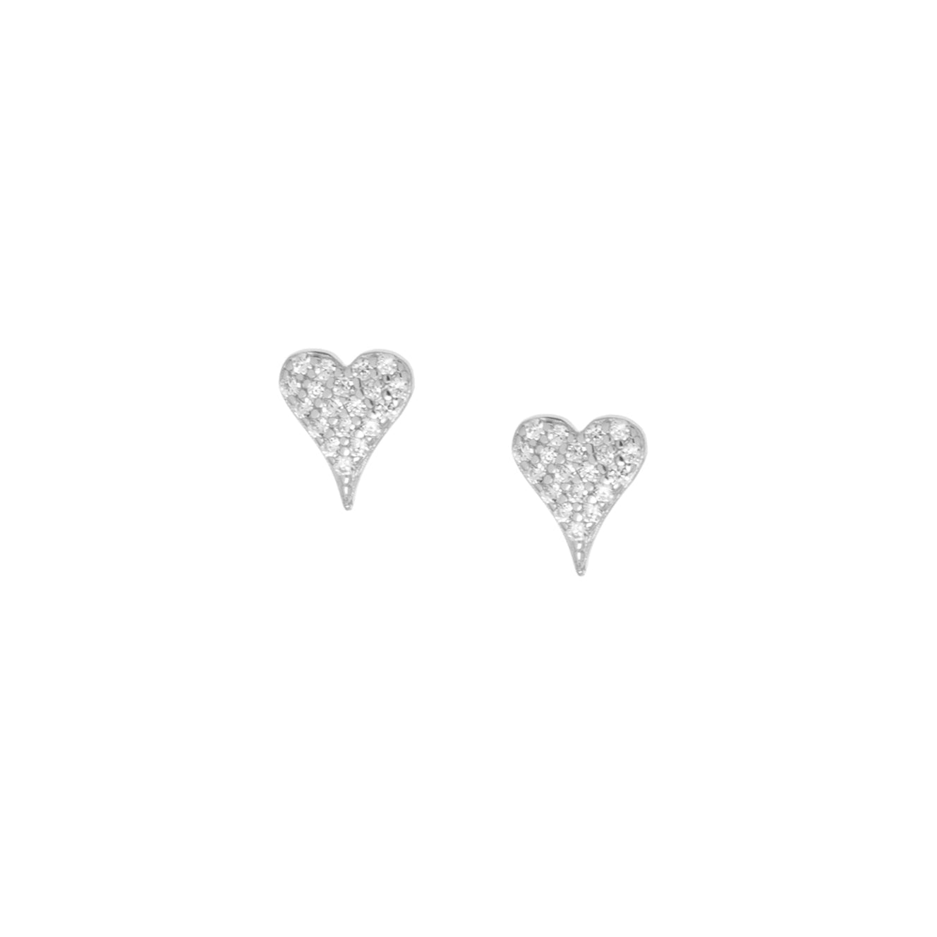 sterling cz heart stud