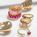 gold plated pink oval & pear shaped wrap ring
