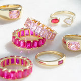 Pink Gold Plated Crystal Signet Ring