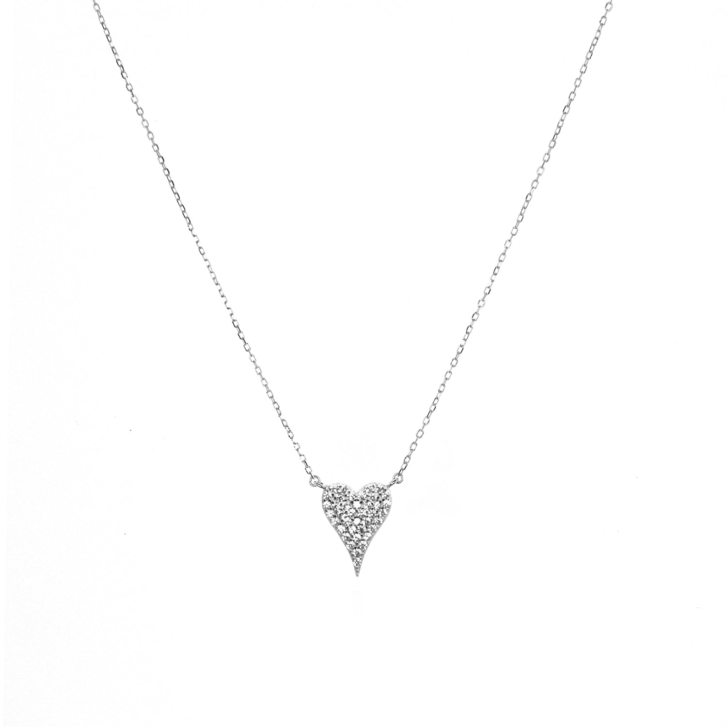 sterling pave heart necklace