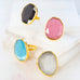 pink gold plated cat-eye glass adjustable ring
