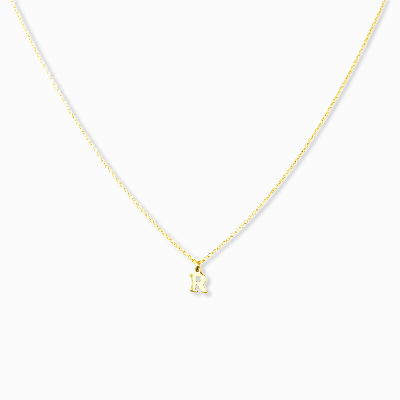 gold plated block letter initial necklace