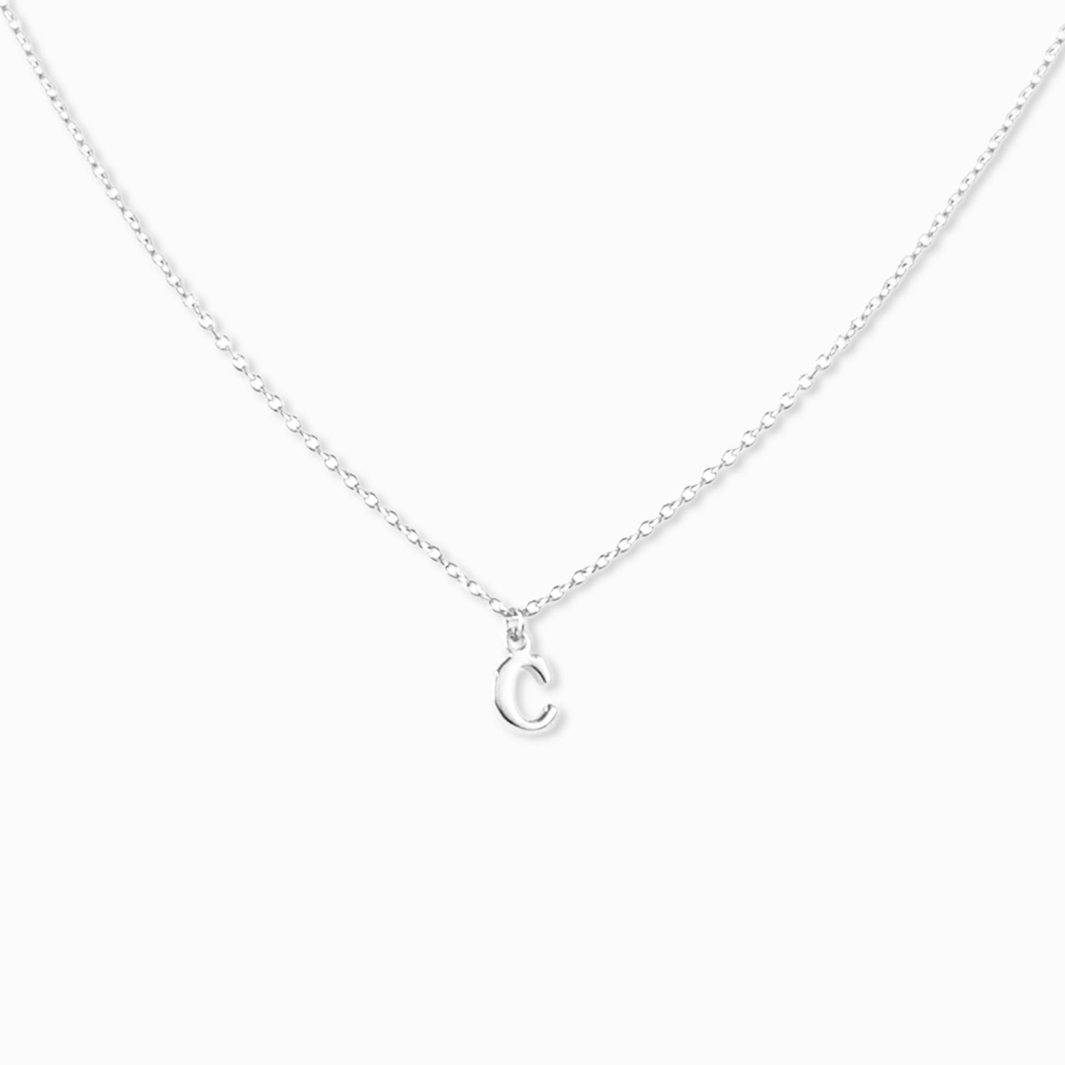 sterling silver block letter initial necklace