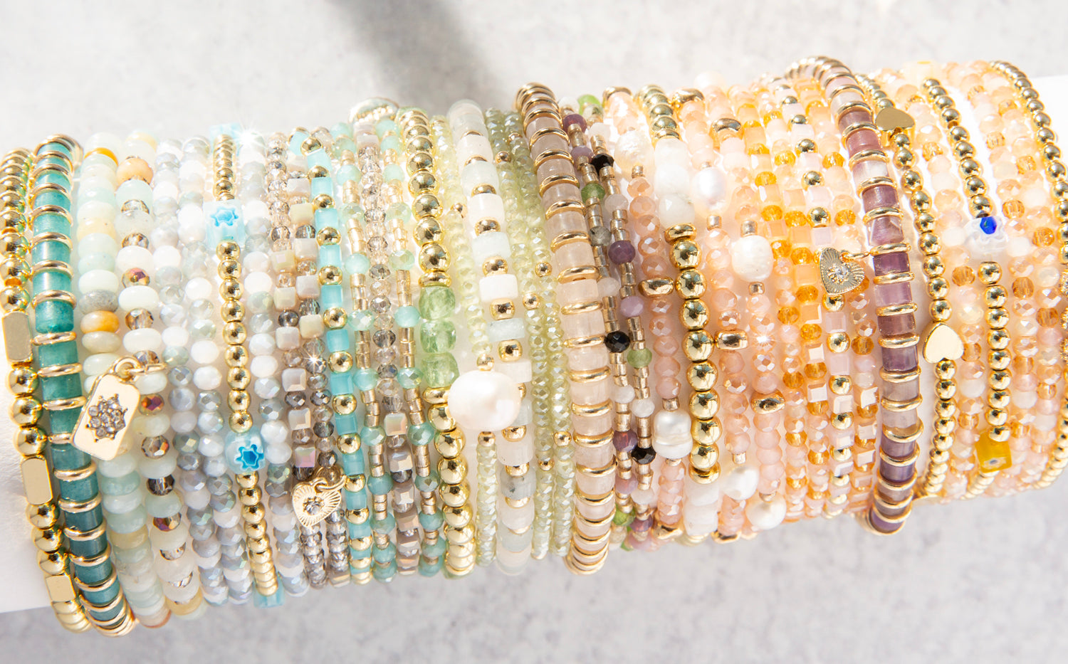 crystal seed bead stretch wrap bracelet