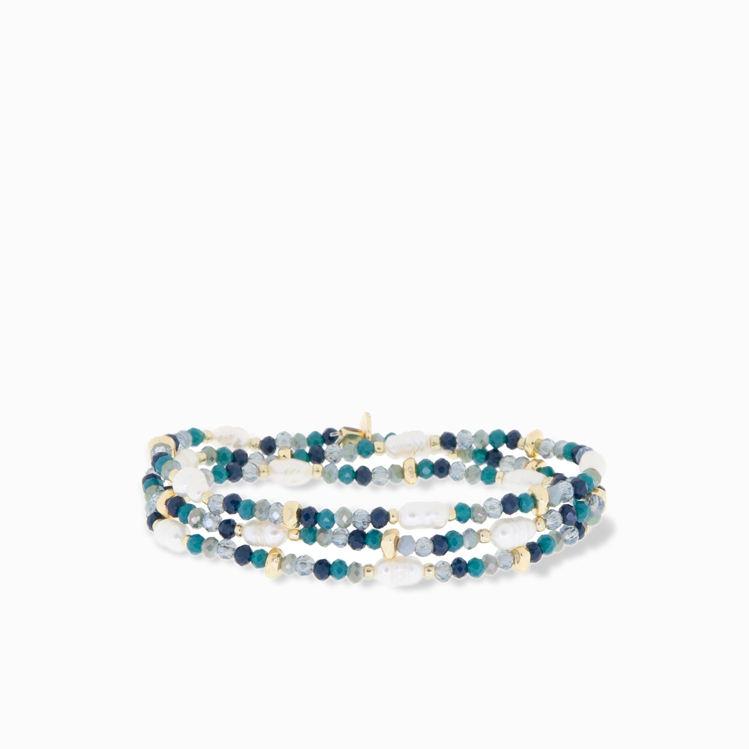 crystal beaded pearl wrap bracelet