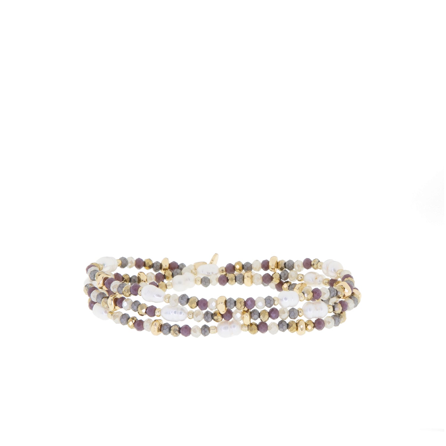 crystal beaded pearl wrap bracelet