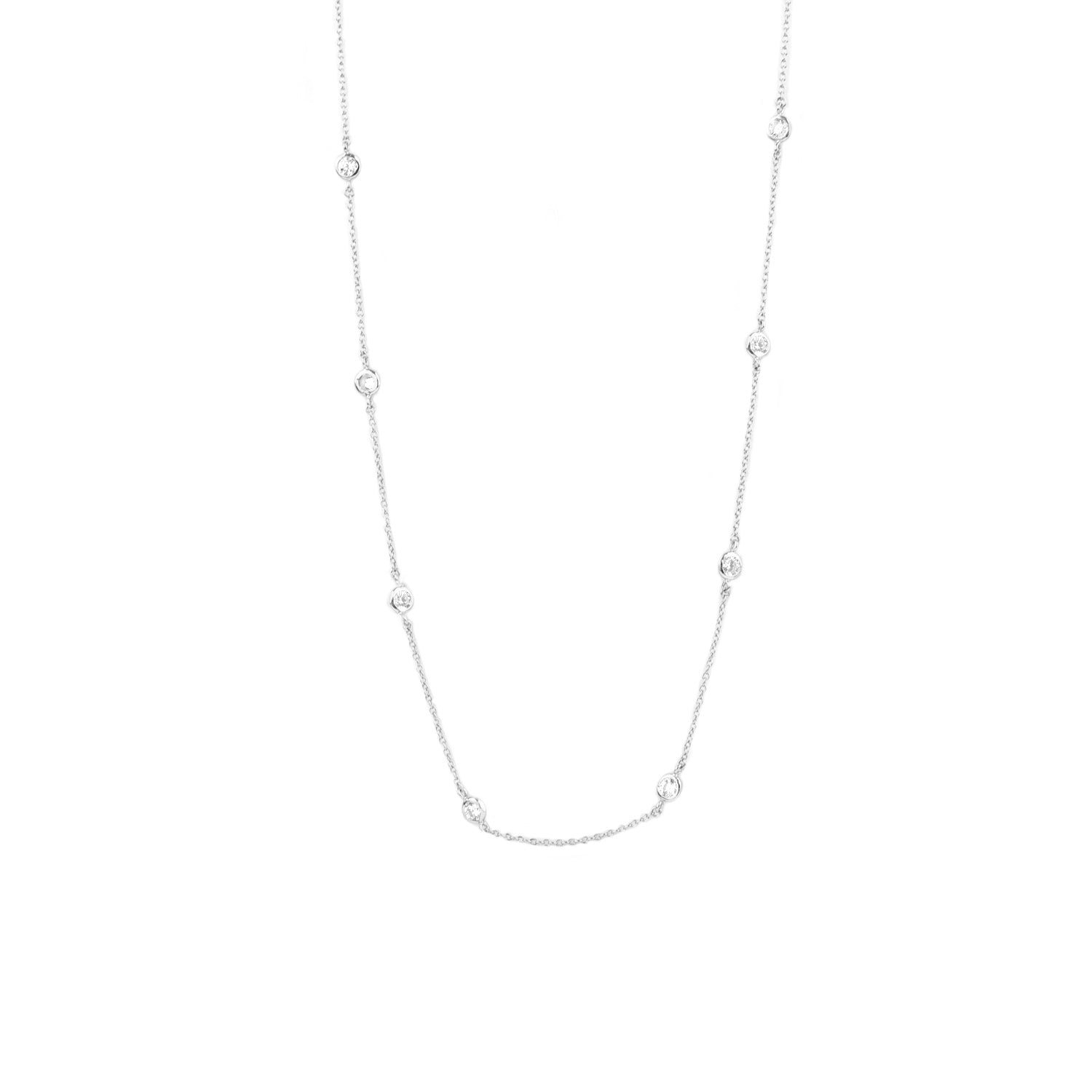 CZ Bezel Set Necklace 24"