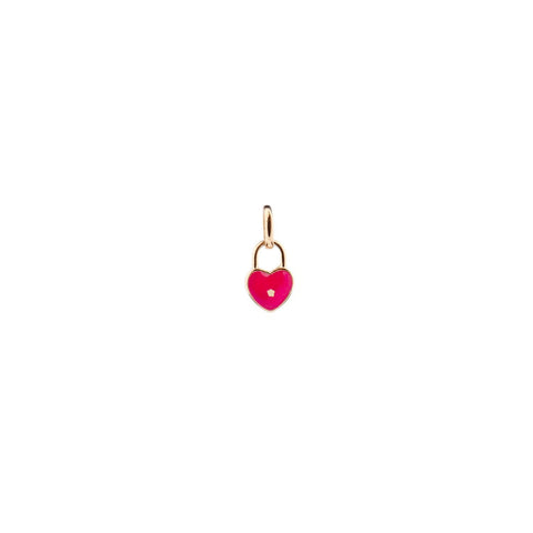 pink small enamel heart locket bale charm