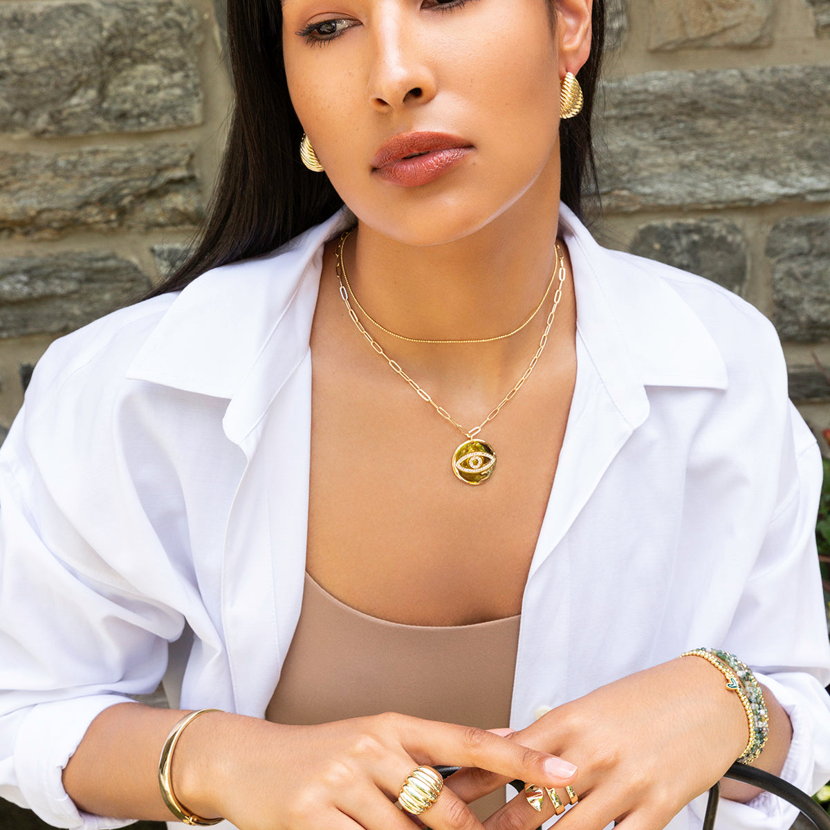 Oval Ribbed Hinge Closure Earring